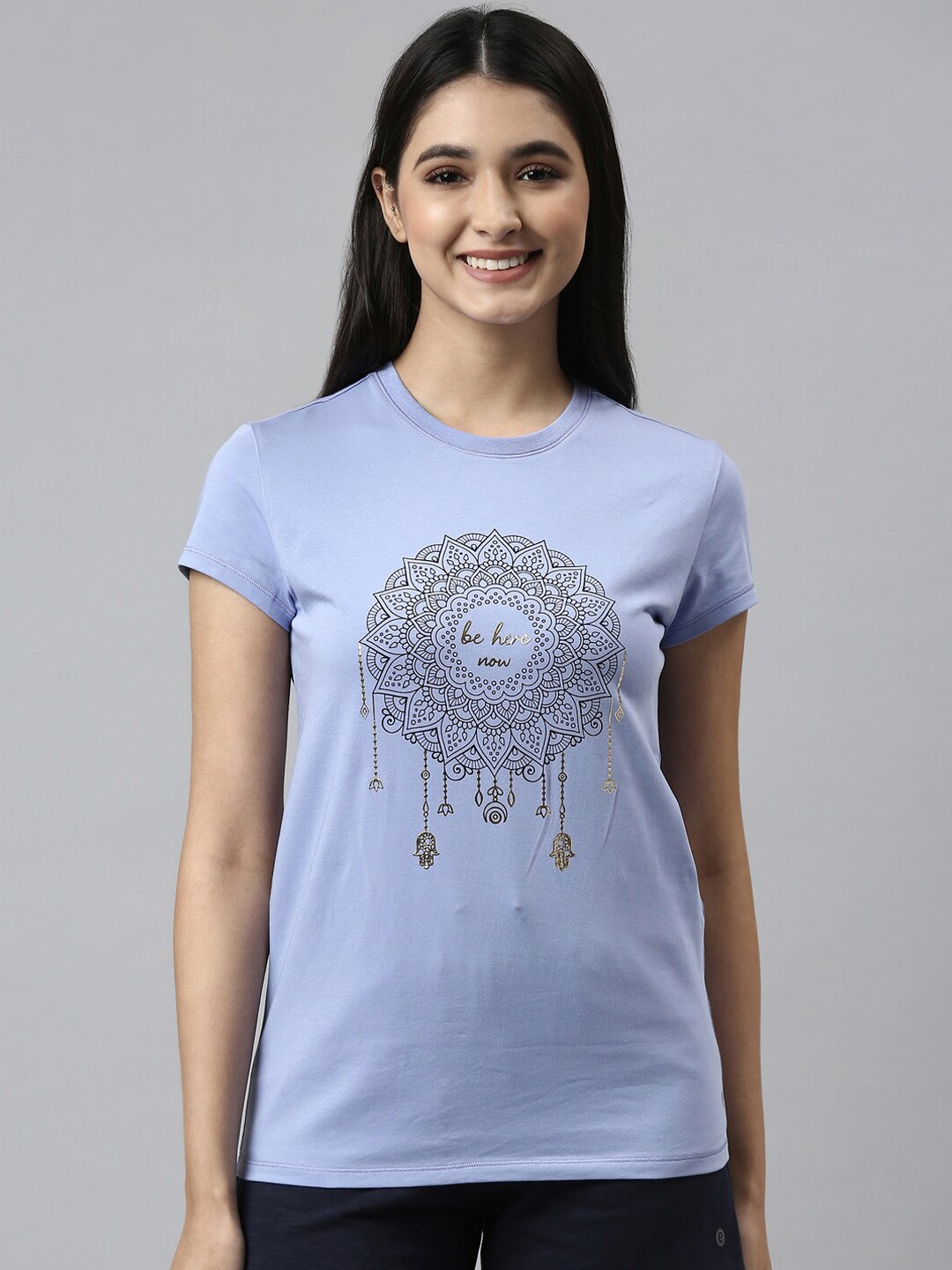 

Enamor Women Purple Printed Cotton Lounge Tshirt