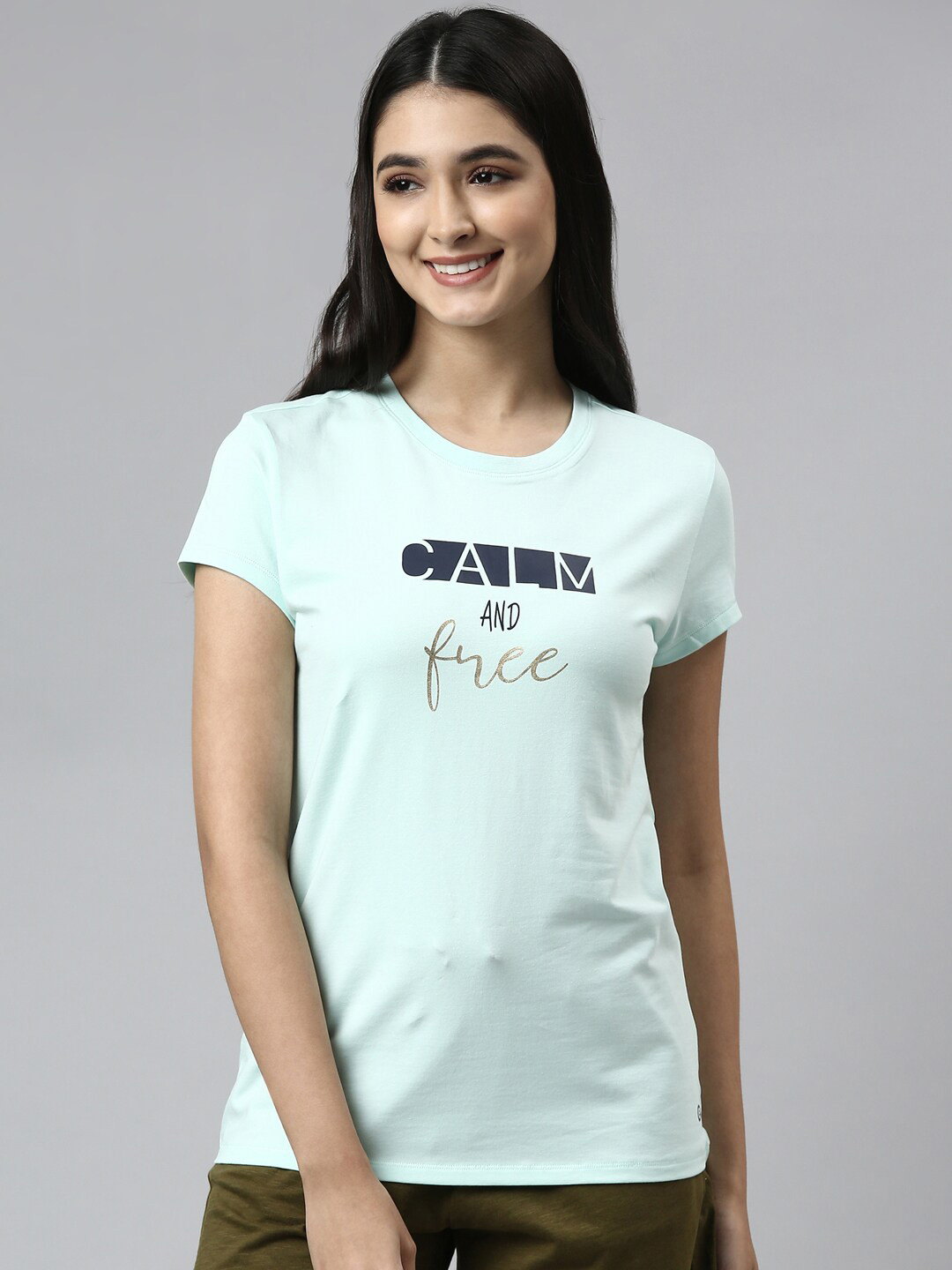 

Enamor Women Blue Printed Cotton Lounge Tshirt