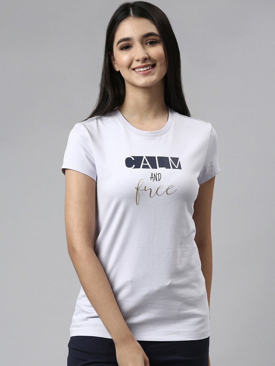 

Enamor Women Purple Printed Cotton Lounge Tshirt