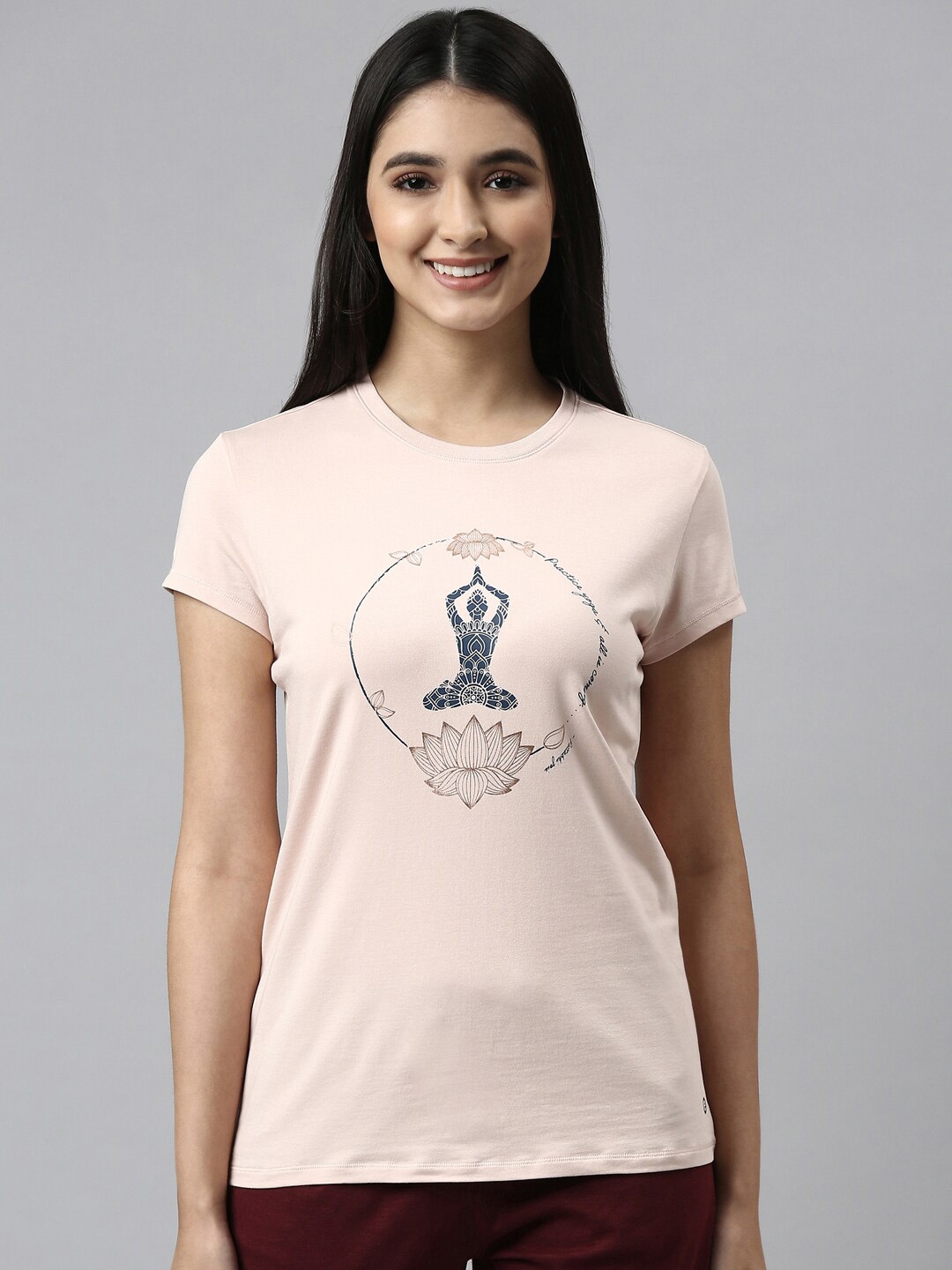 

Enamor Women Pink Printed Cotton Lounge Tshirt