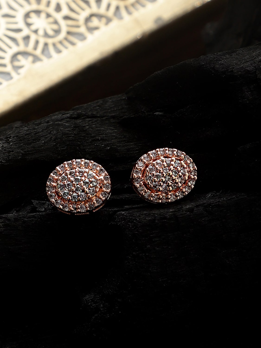 

CARDINAL Rose Gold Circular American Dimaond Studs Earrings