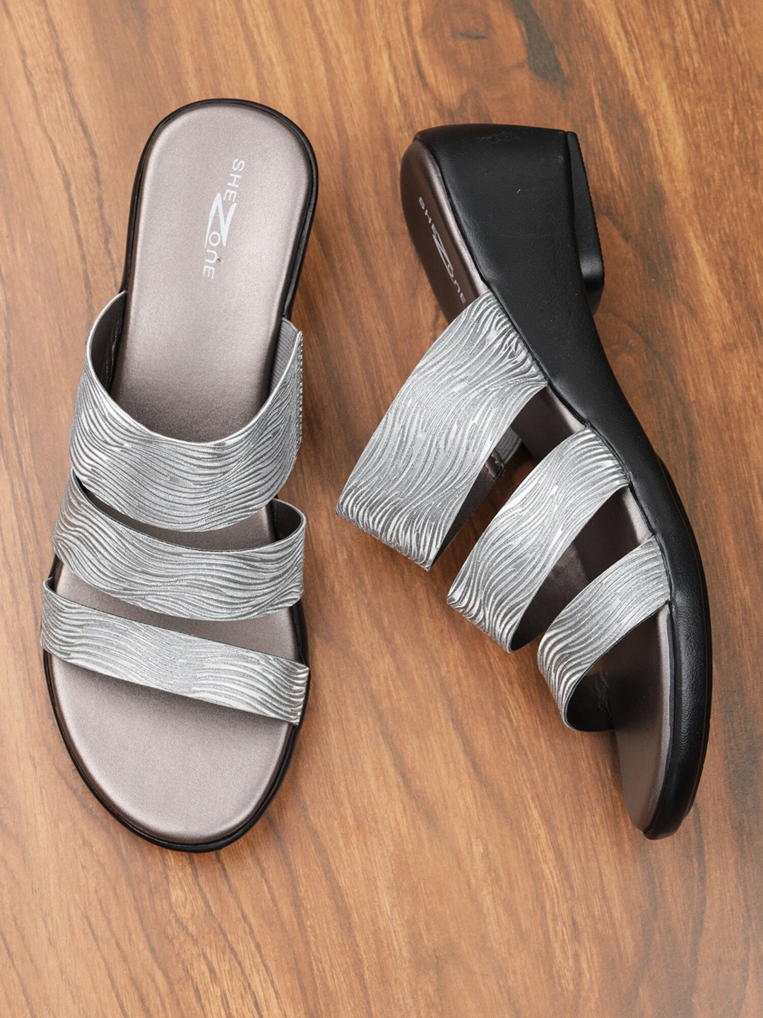 

Shezone Grey Wedge Mules