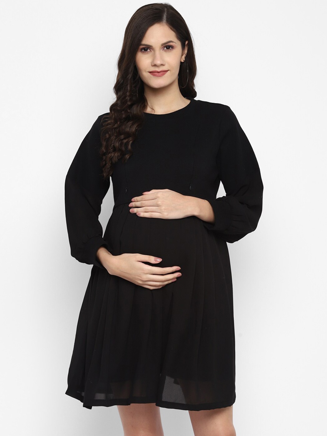 

Momsoon Maternity Black Georgette Maternity Dress
