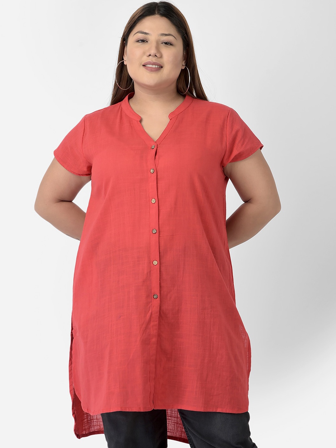 

VELDRESS Women Plus Size Red Solid Kurti