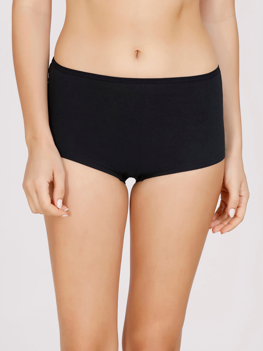 

Nykd Women Black Solid Cotton Boyshort Briefs