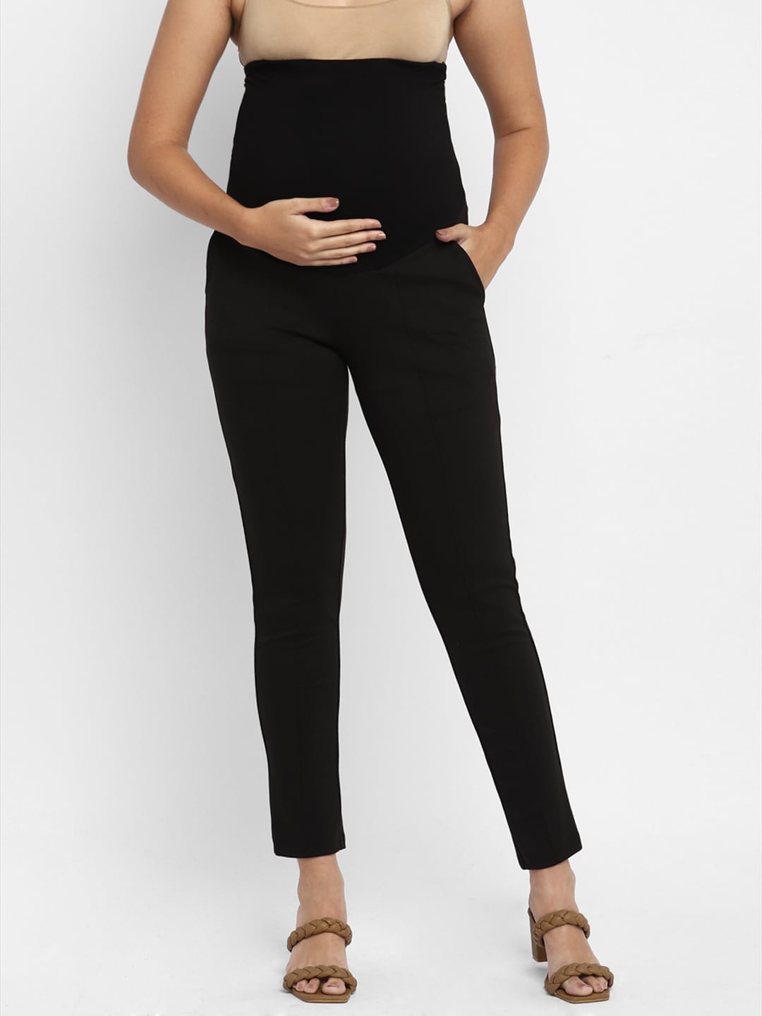 

Momsoon Maternity Women Black Pintuck Fitted Maternity Trouser