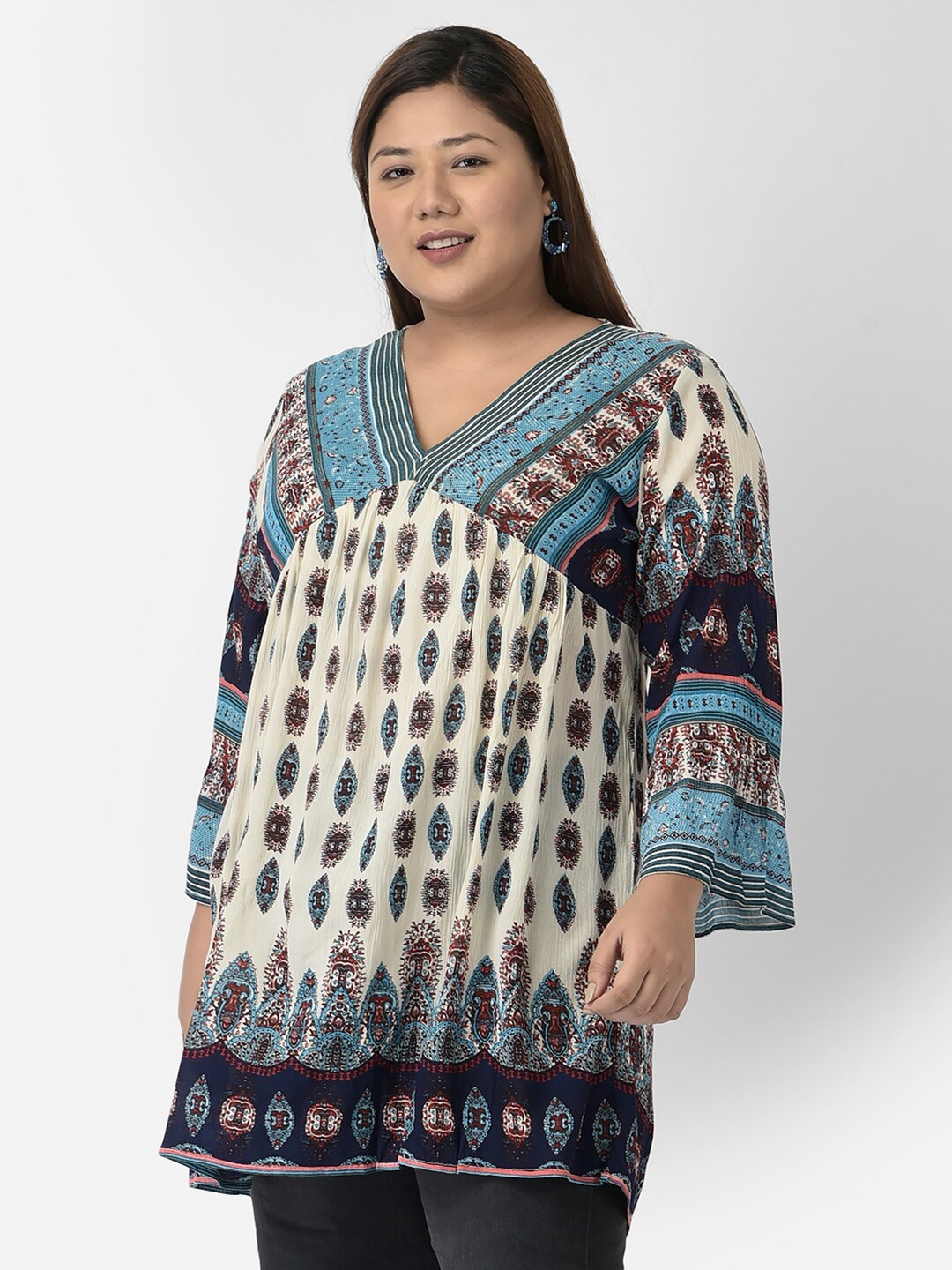 

VELDRESS Women Plus Size Multicoloured Print Longline Top, Multi