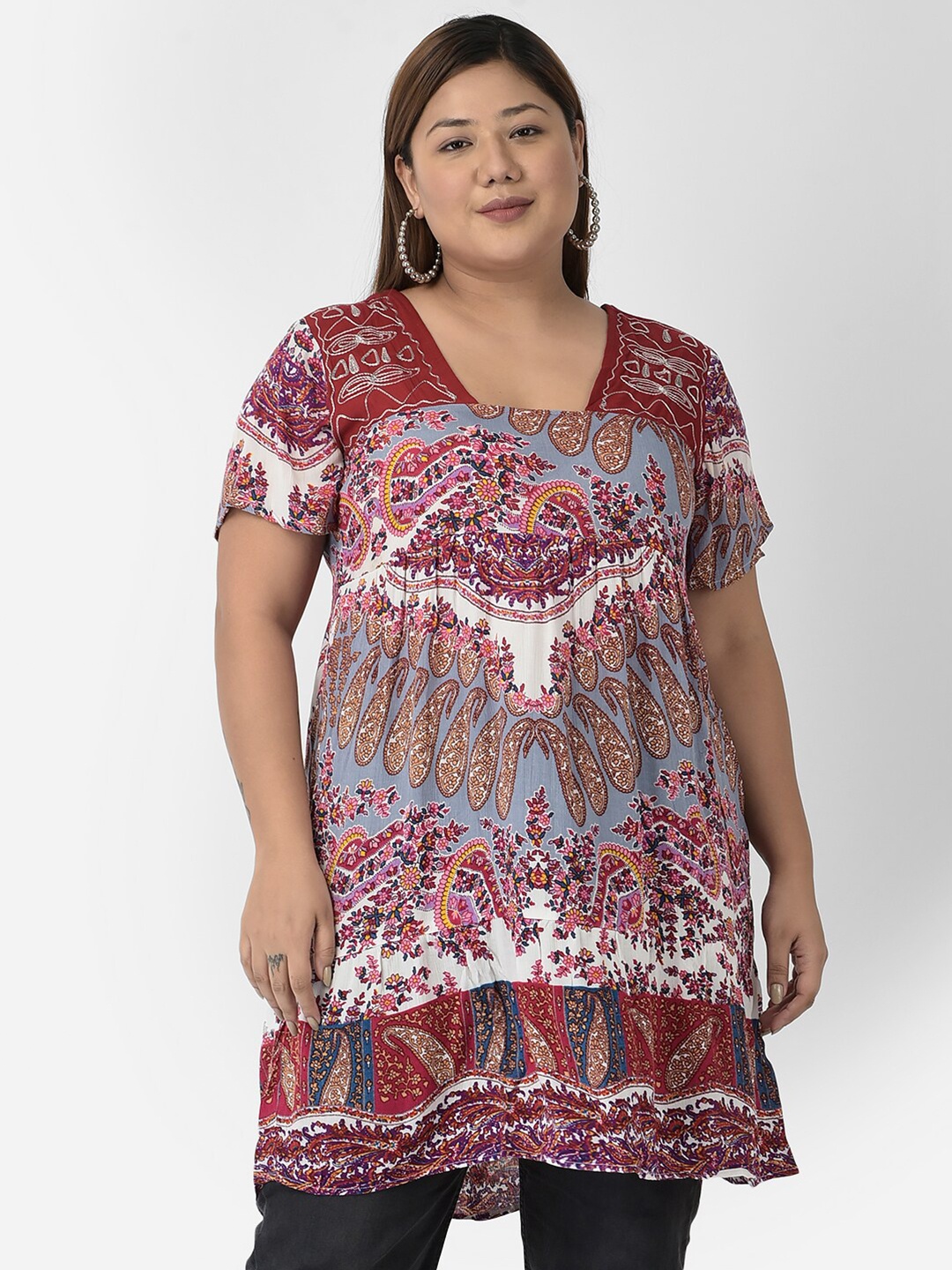 

VELDRESS Women Plus Size Multicoloured Print Top, Multi