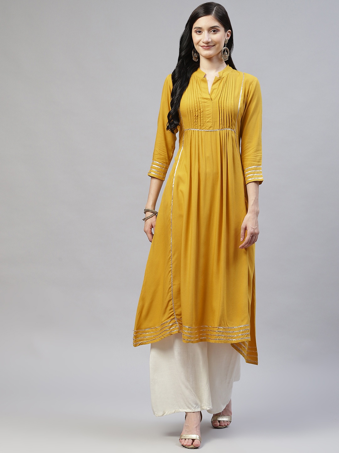 

MBE Women Mustard Yellow Gotta Patti Kurta