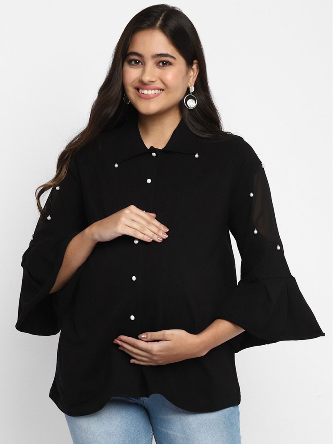 

Momsoon Maternity Black Shirt Style Top