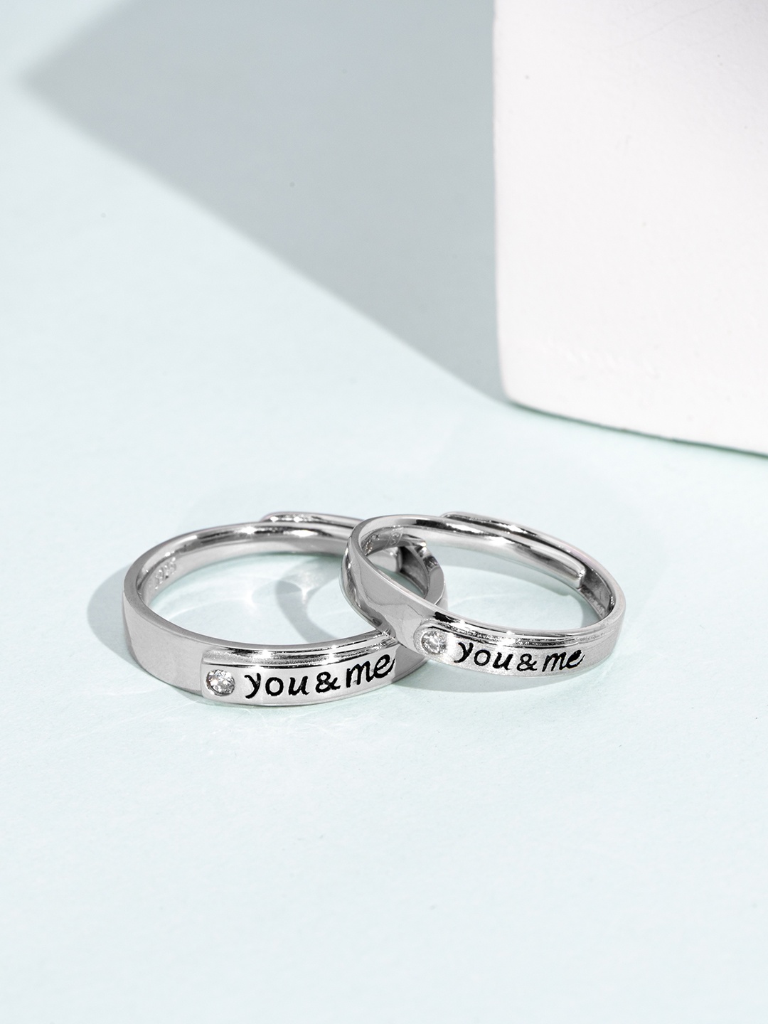 

Zavya 925 Sterling Silver CZ Studded Adjustable Couple Rings