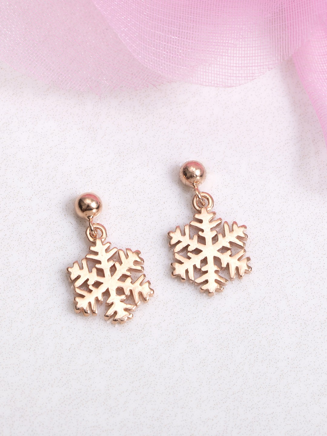 

Zavya 925 Sterling Silver Rose Gold Floral Drop Earrings