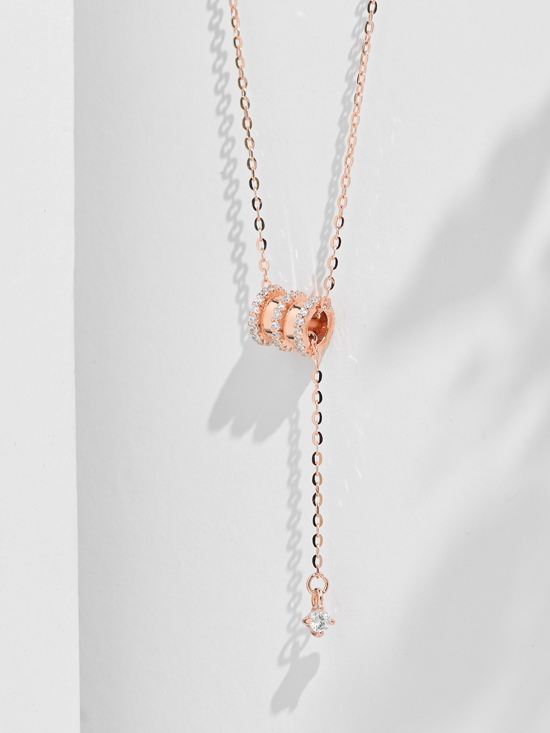 

Zavya 925 Sterling Silver Rose Gold-Plated CZ Studded Necklace