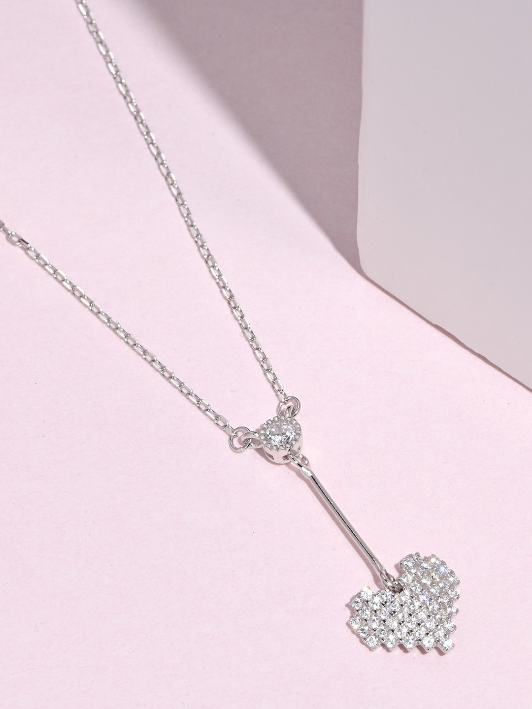 

Zavya 925 Sterling Silver Rhodium-Plated CZ Studded Necklace