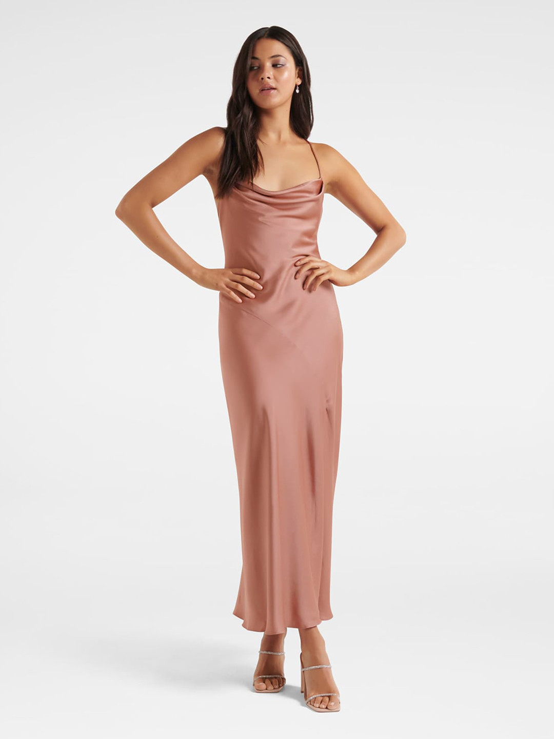 

Forever New Pink Satin Maxi Dress