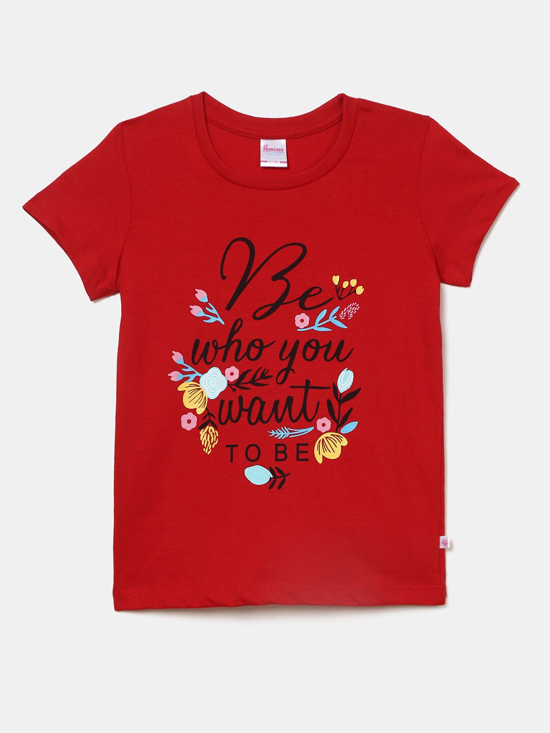 

V-Mart Girls Red Typography Printed T-shirt