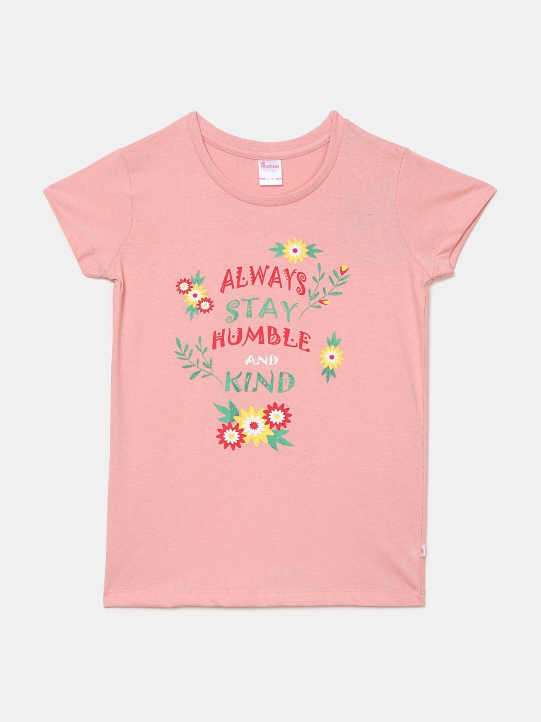 

V-Mart Girls Peach-Coloured Typography Printed T-shirt