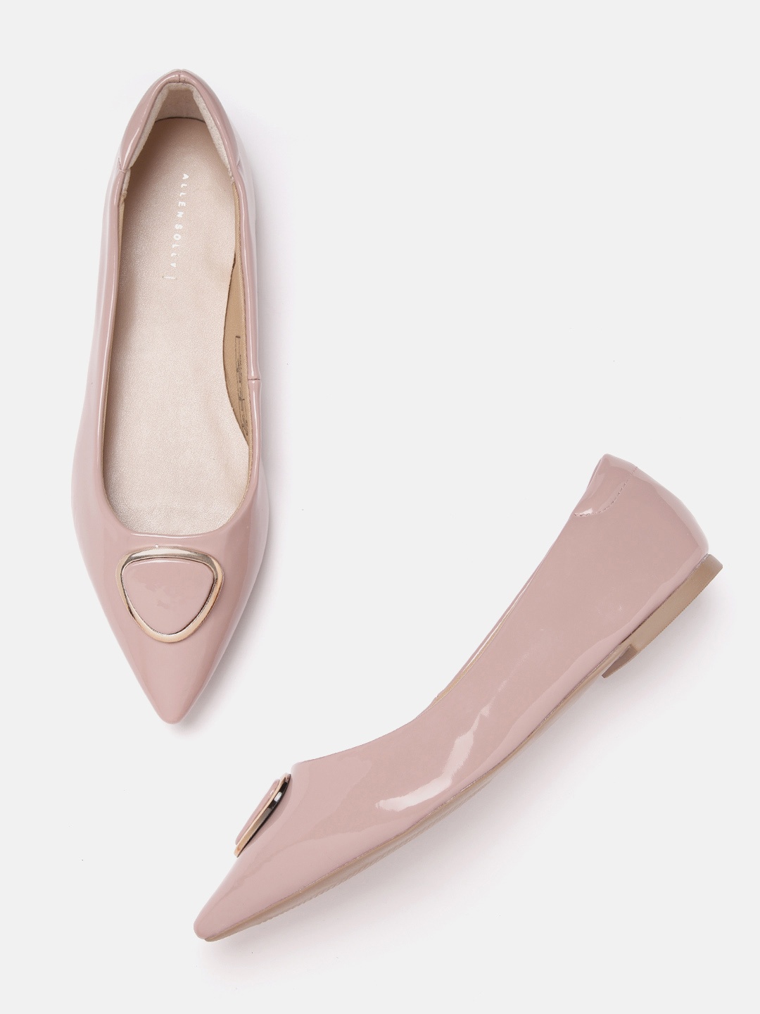 

Allen Solly Women Dusty Rose Pink Solid Ballerinas with Metallic Detail