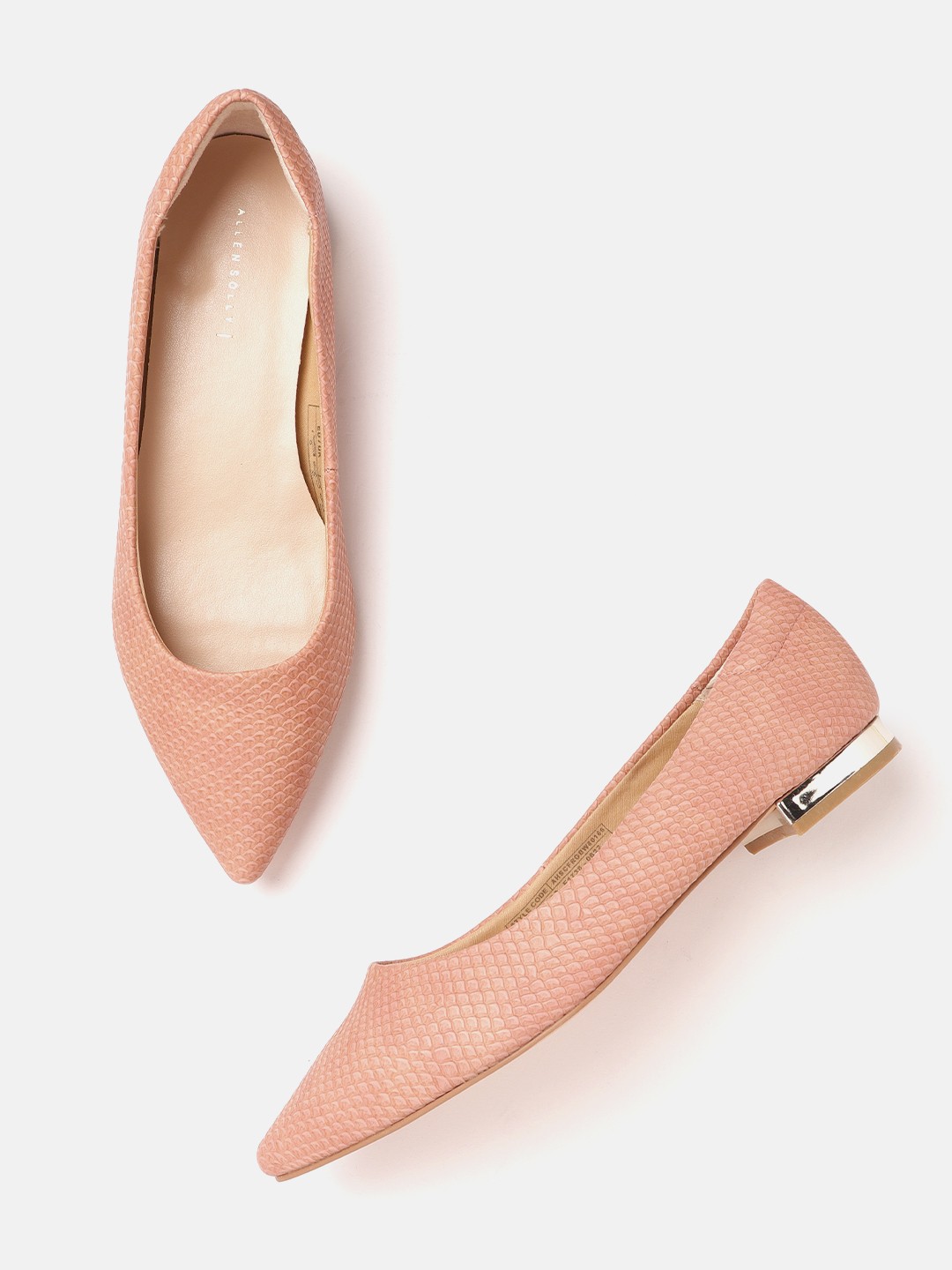 

Allen Solly Women Dusty Pink Snake Skin Textured Pointed Toe Ballerinas, Rose