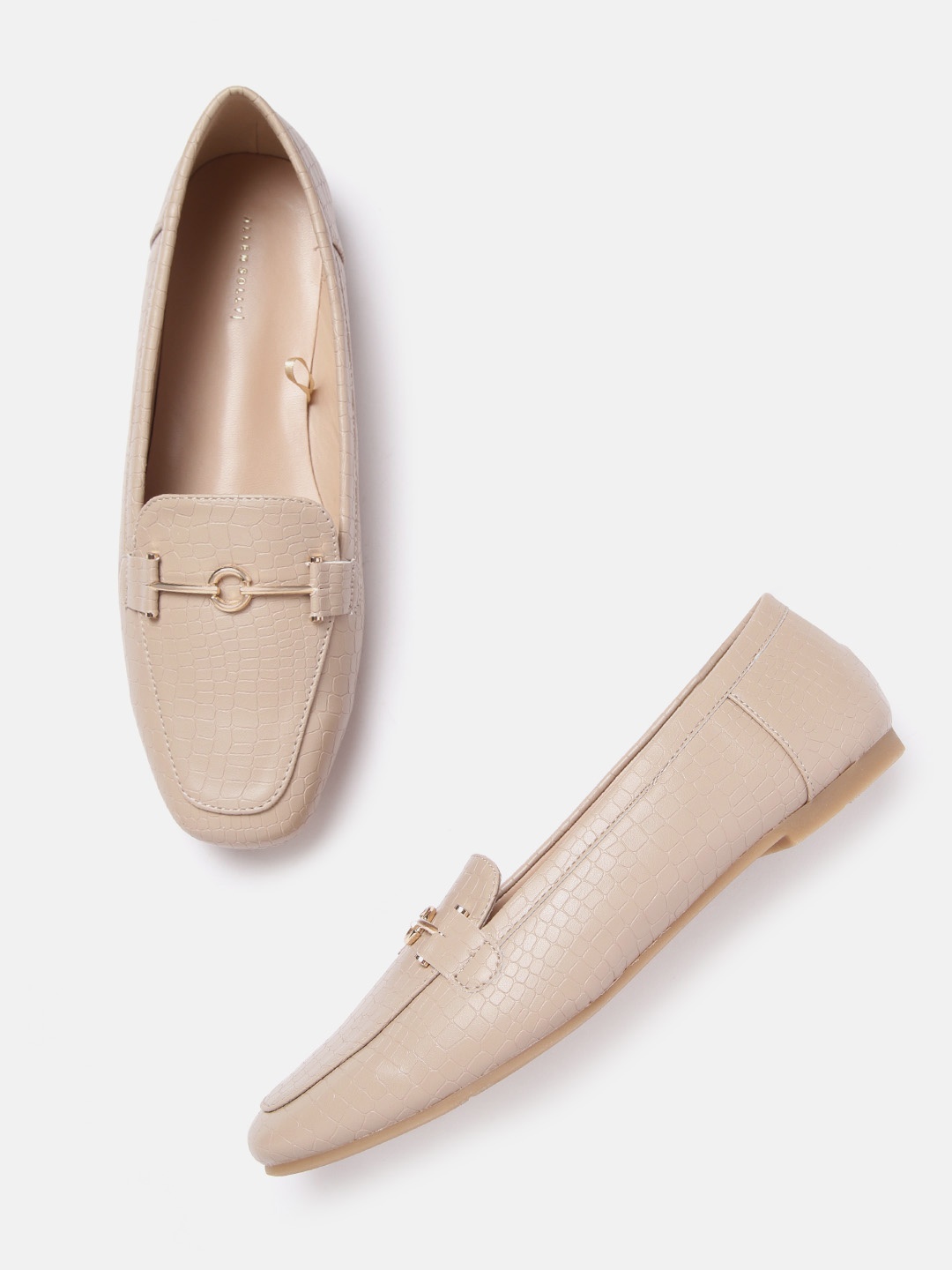 

Allen Solly Women Beige Croc Textured Horsebit Loafers