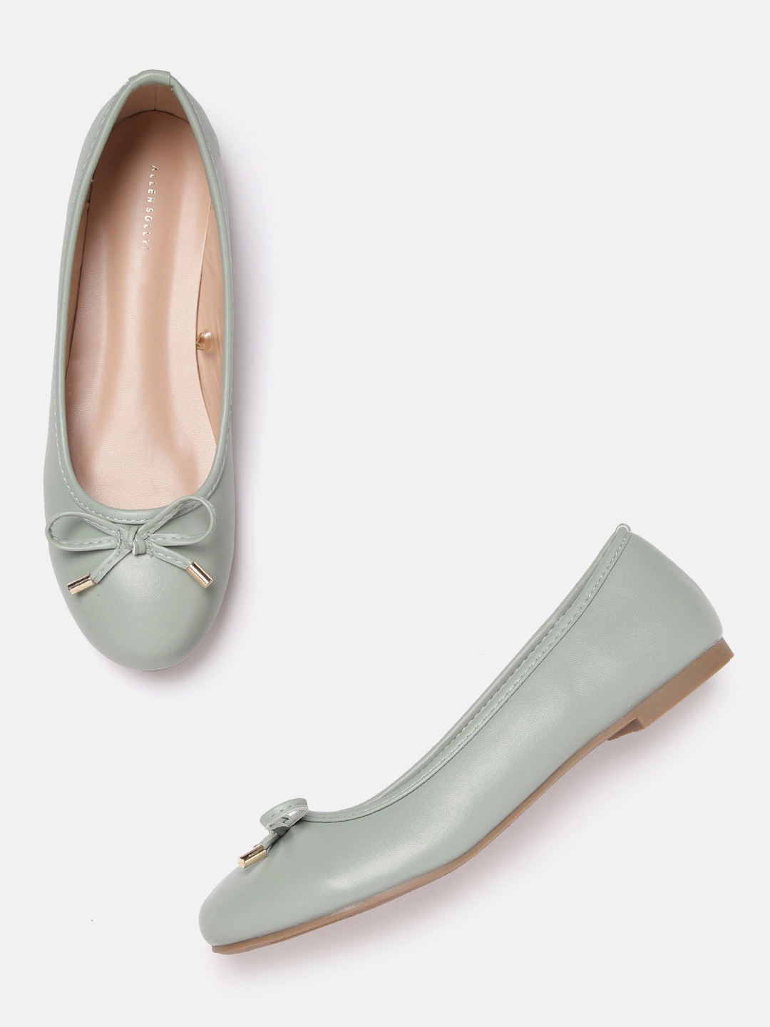 

Allen Solly Women Sage Green Solid Ballerinas with Bow Detail, Sea green