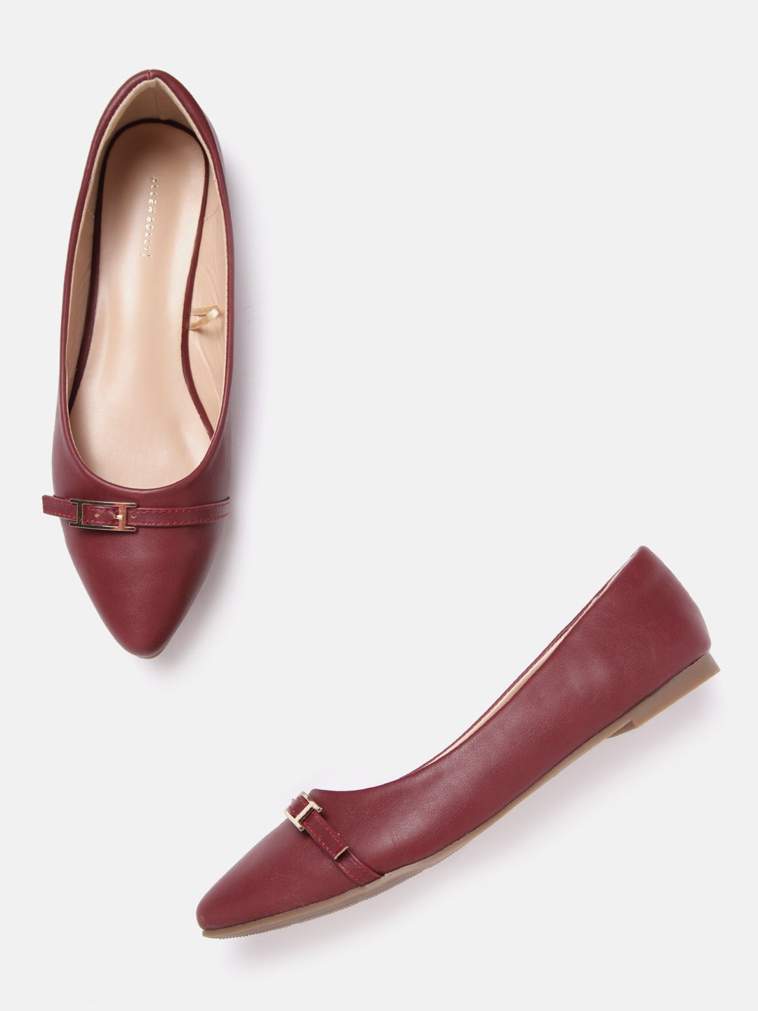 

Allen Solly Women Burgundy Ballerinas with Buckle Detail