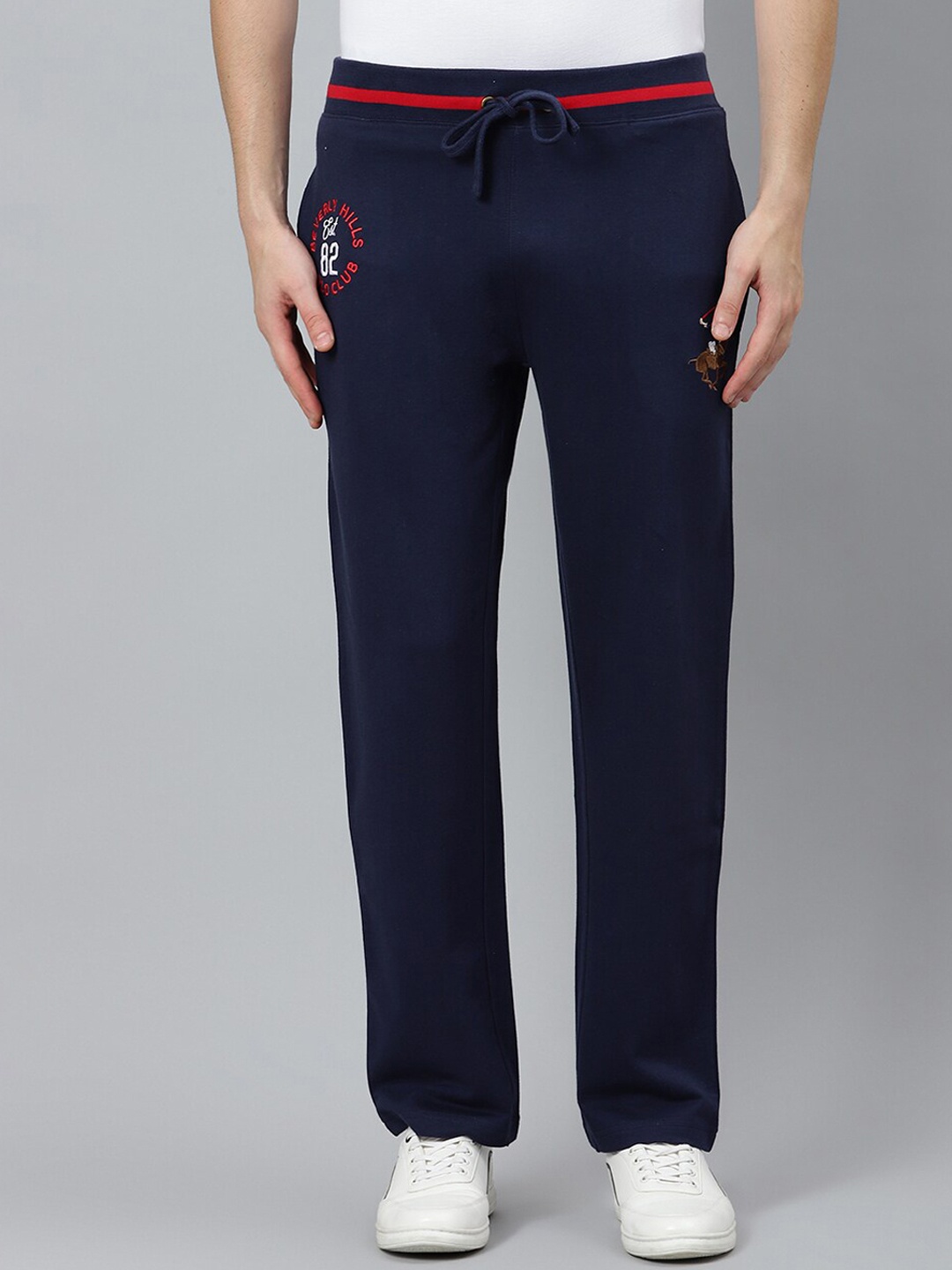 

Beverly Hills Polo Club Men Navy Blue Solid Pure Cotton Track Pants