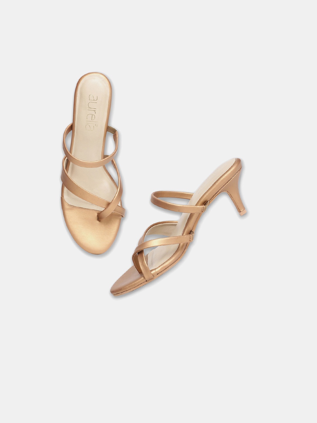 

AURELIA Gold-Toned PU Kitten Heels