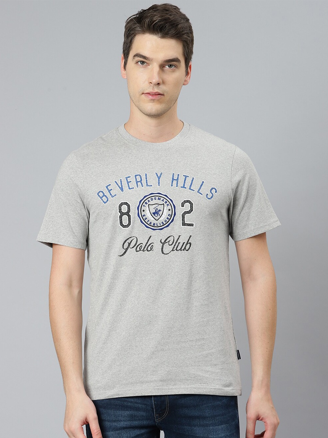 

Beverly Hills Polo Club Men Grey Typography Printed T-shirt