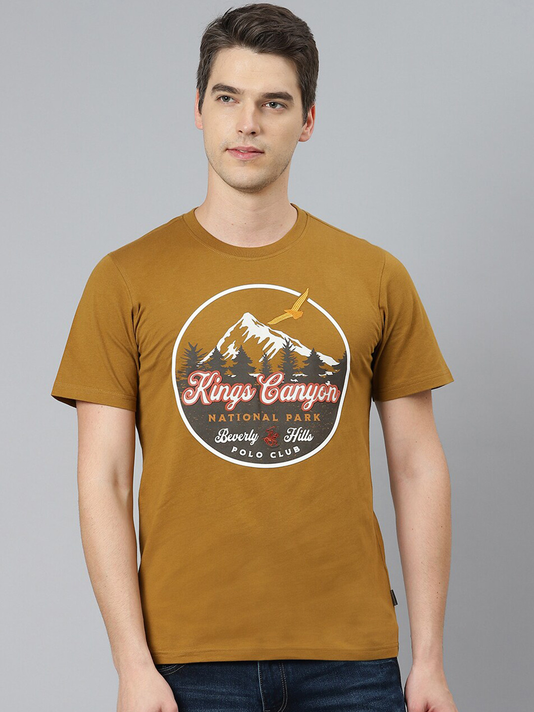 

Beverly Hills Polo Club Men Brown Printed Cotton T-shirt