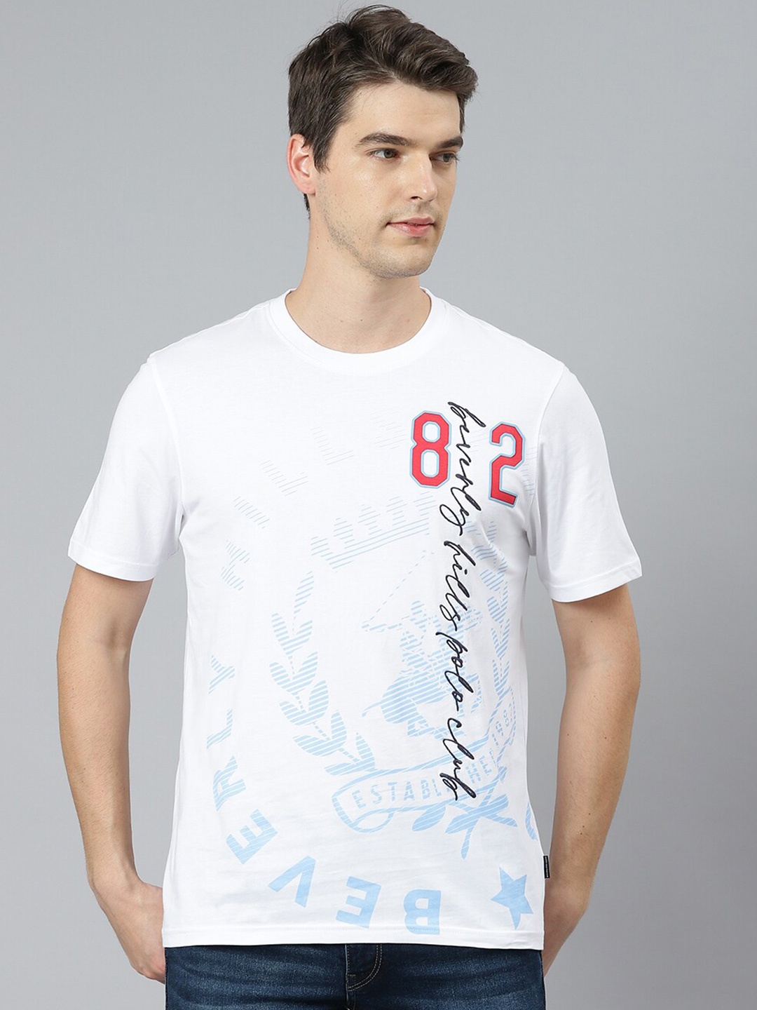 

Beverly Hills Polo Club Men White Typography Printed T-shirt
