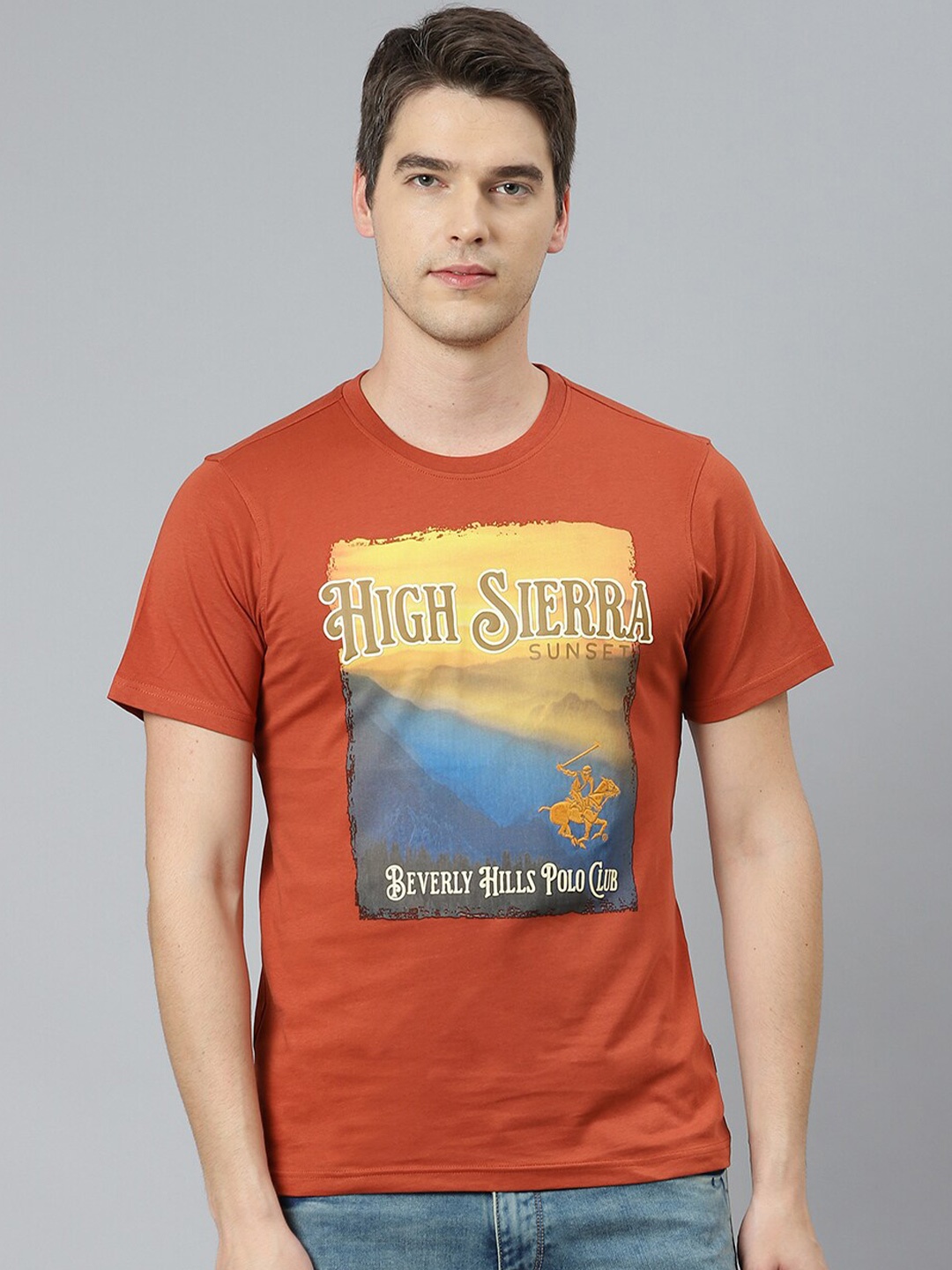 

Beverly Hills Polo Club Men Brown Printed T-shirt