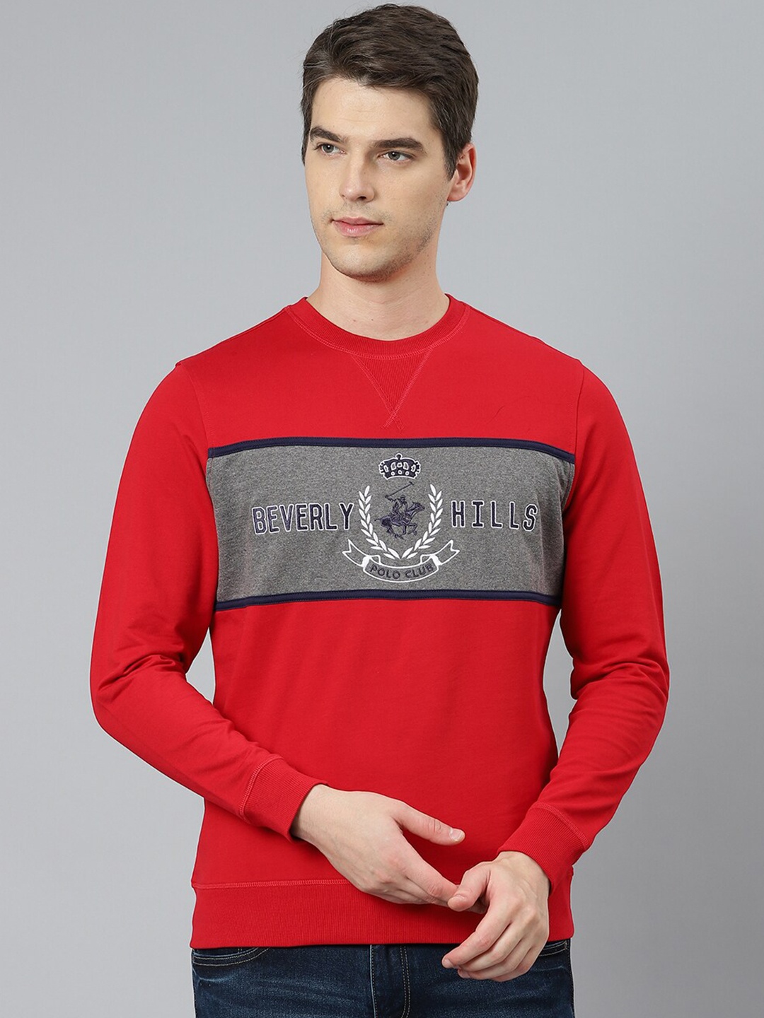 

Beverly Hills Polo Club Men Red Colourblocked T-shirt