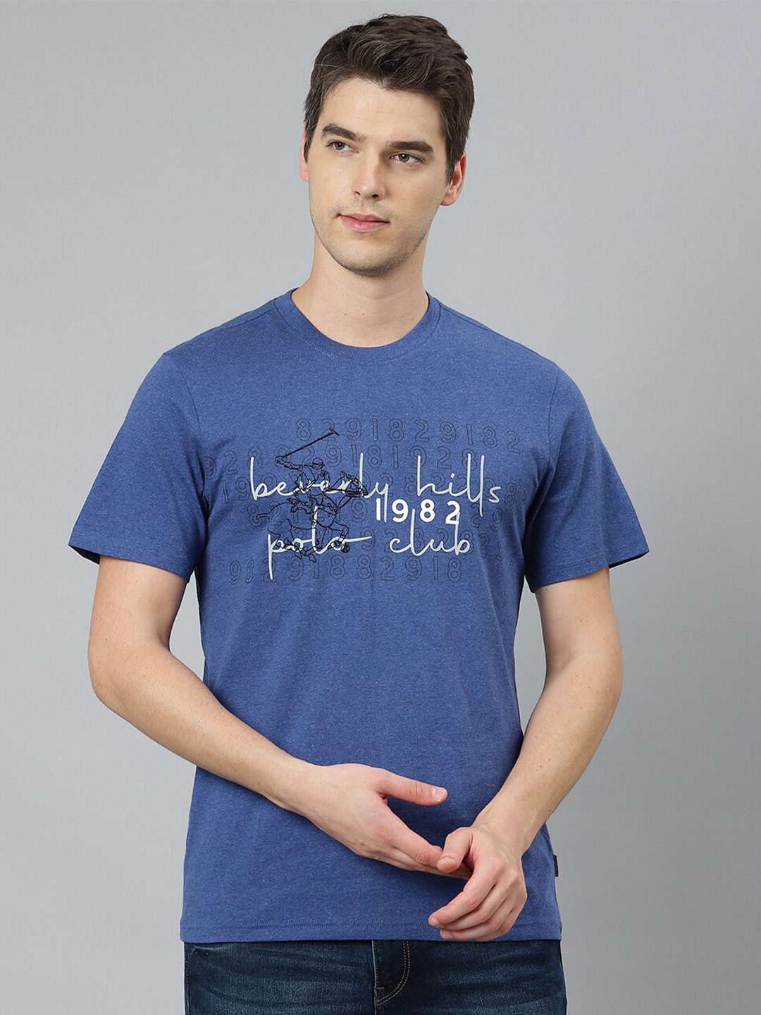 

Beverly Hills Polo Club Men Blue Typography Printed T-shirt