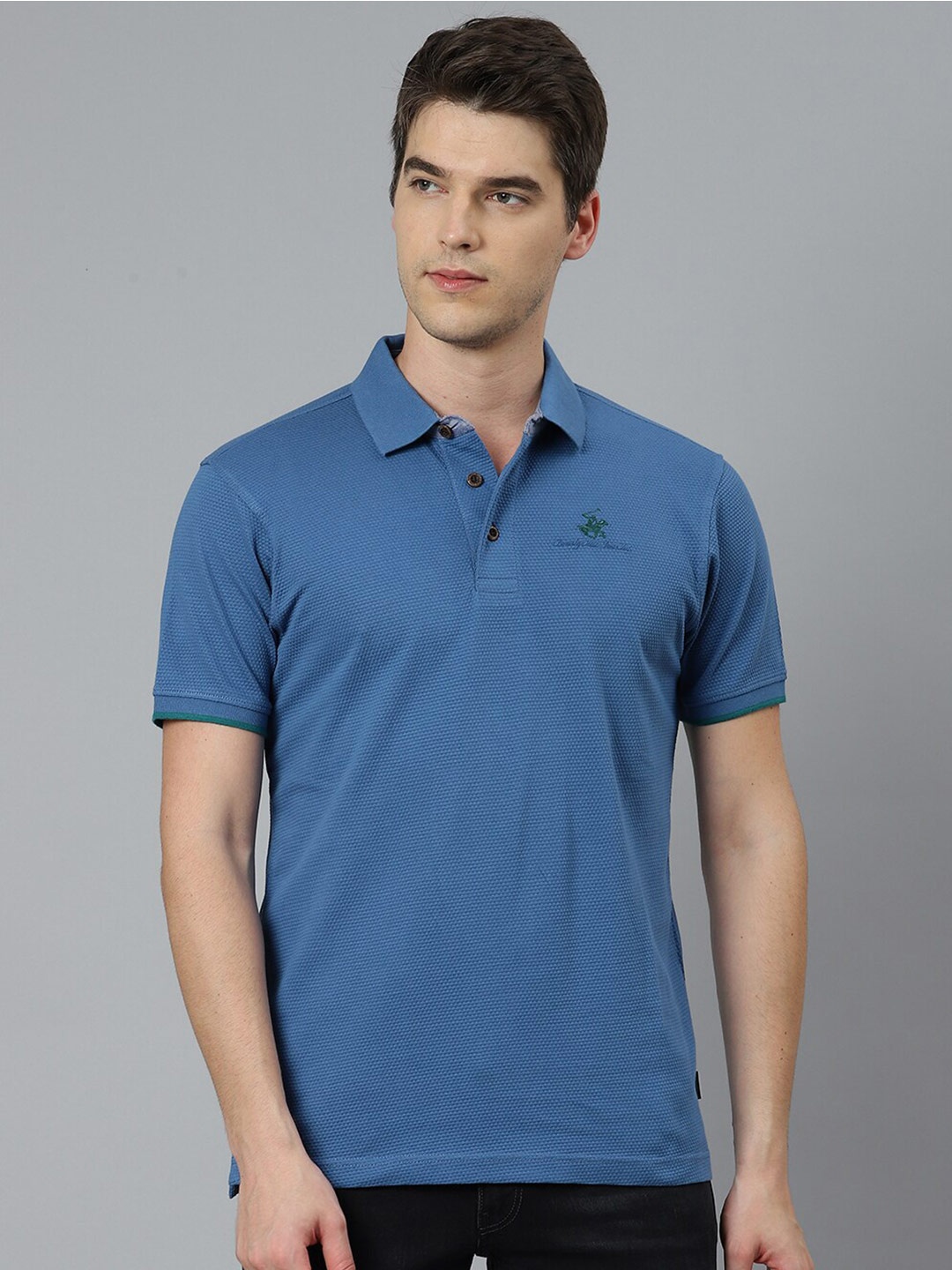 

Beverly Hills Polo Club Men Blue Polo Collar T-shirt