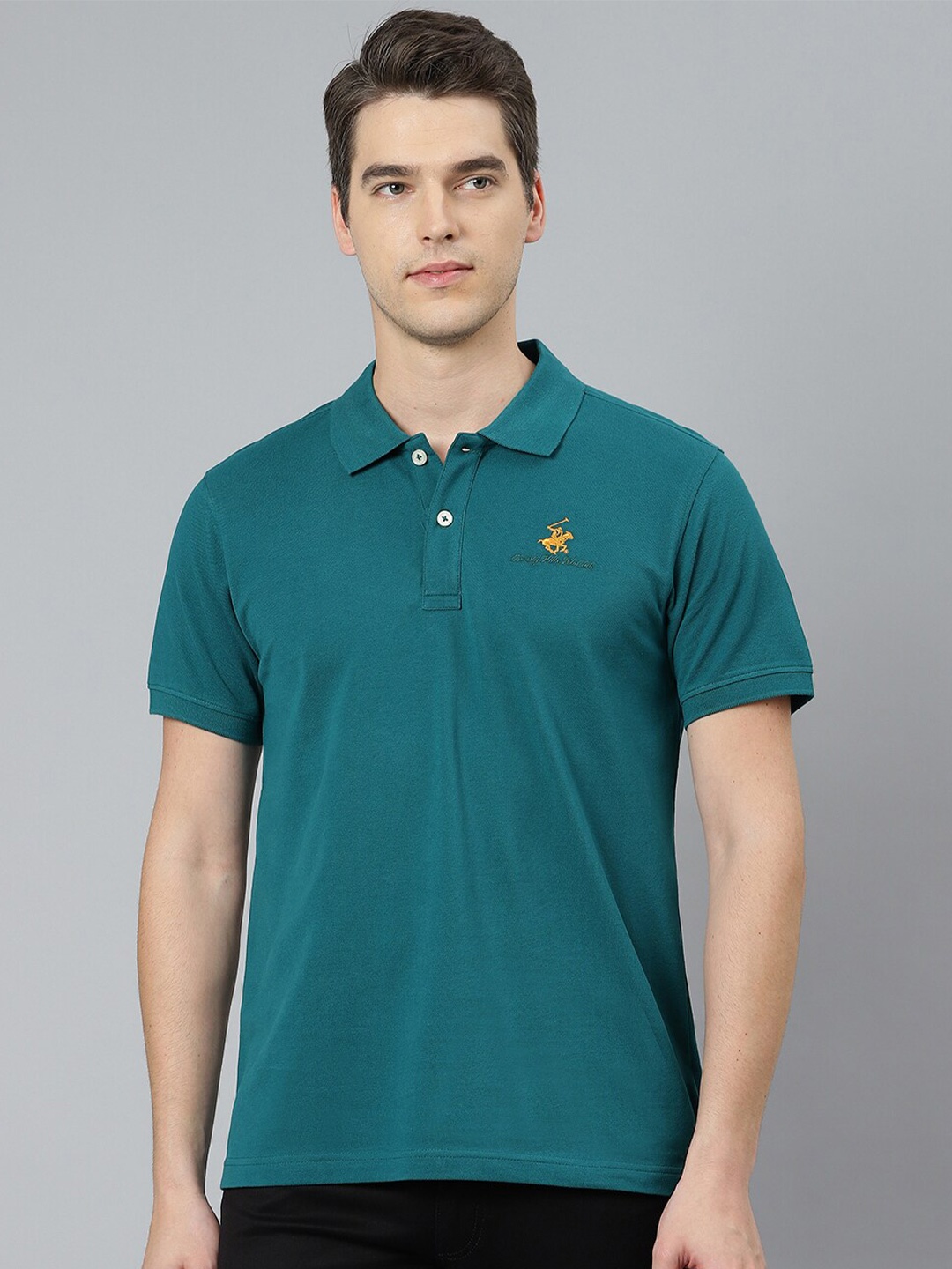 

Beverly Hills Polo Club Men Green Polo Collar T-shirt