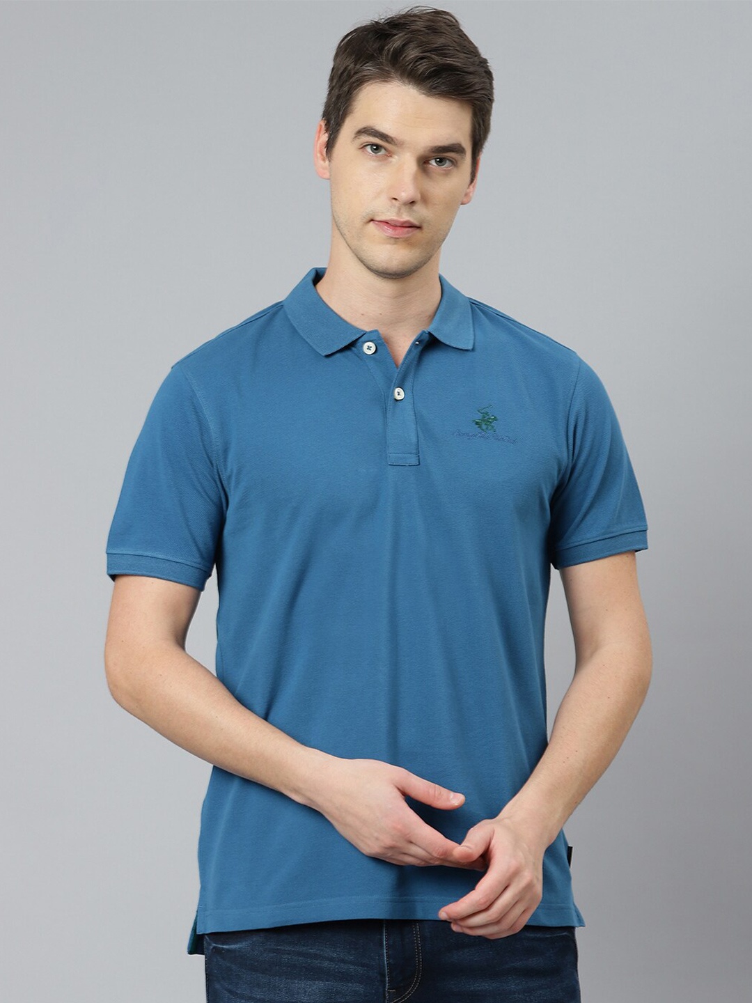 

Beverly Hills Polo Club Men Blue Polo Collar T-shirt