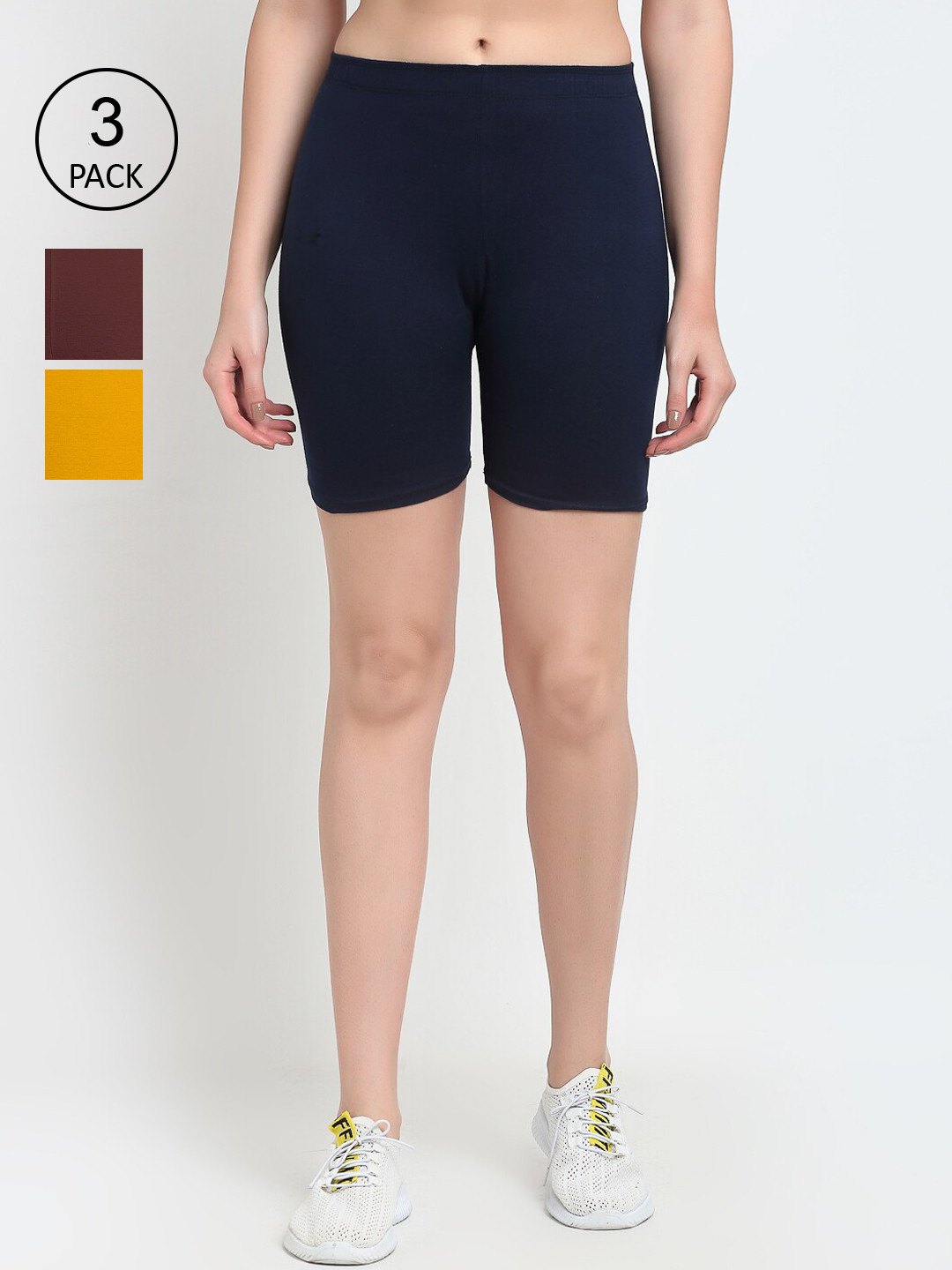 

GRACIT Pack Of 3 Women Navy Blue Cycling Sports Shorts