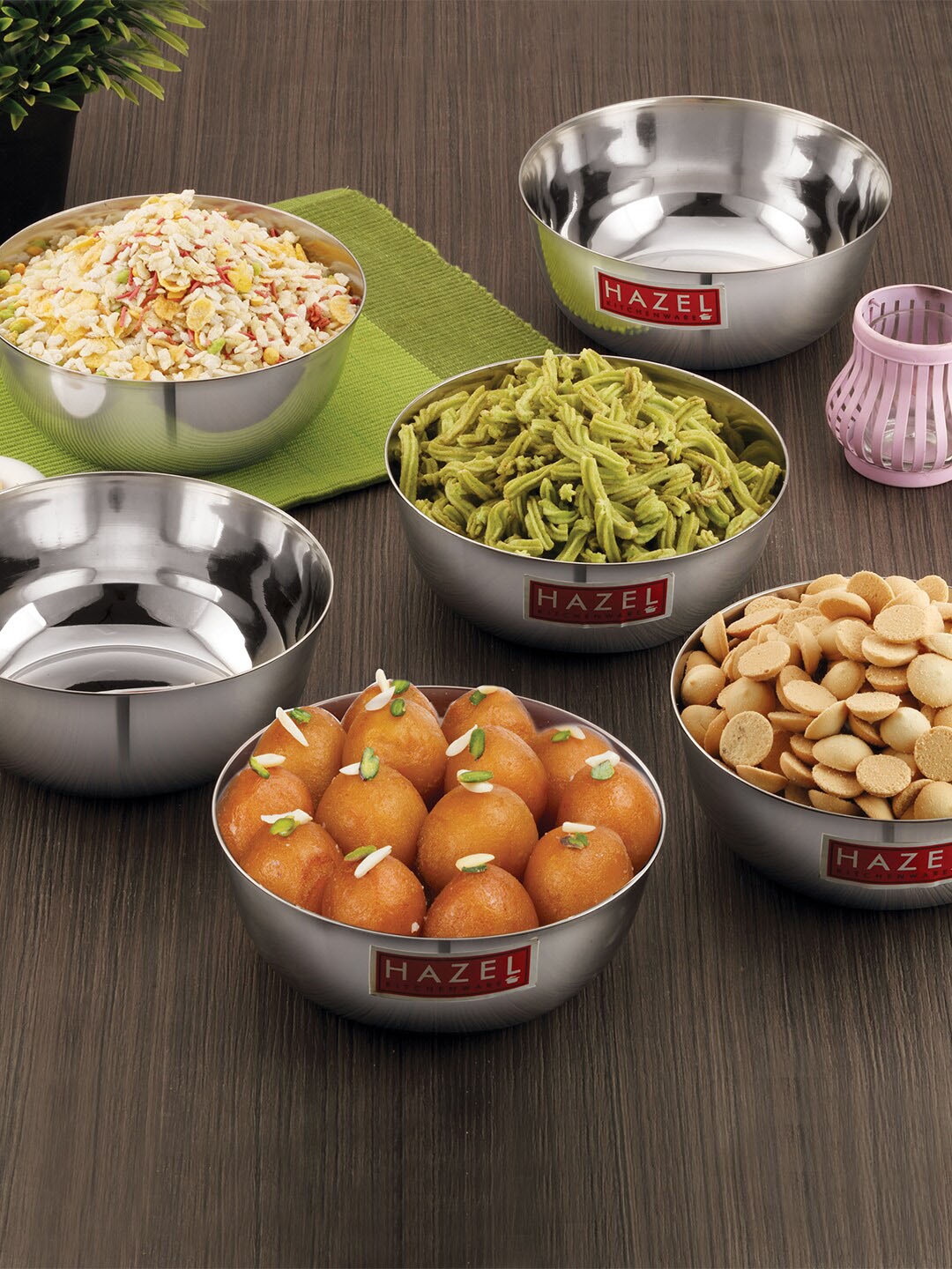 

HAZEL Set Of 6 Silver-Toned Solid Stainless Steel Serving Bowl