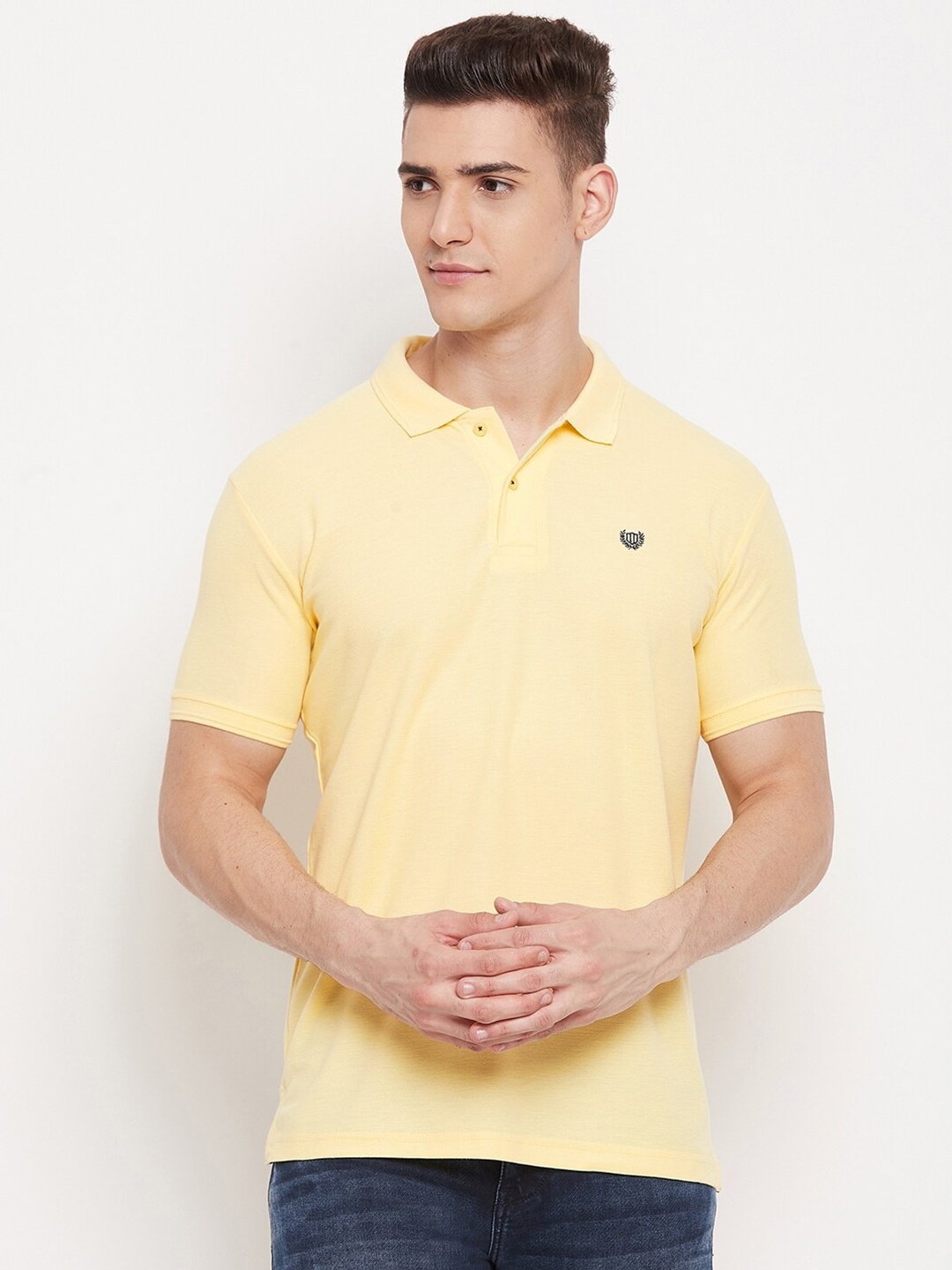 

Duke Men Yellow Polo Collar Slim Fit T-shirt