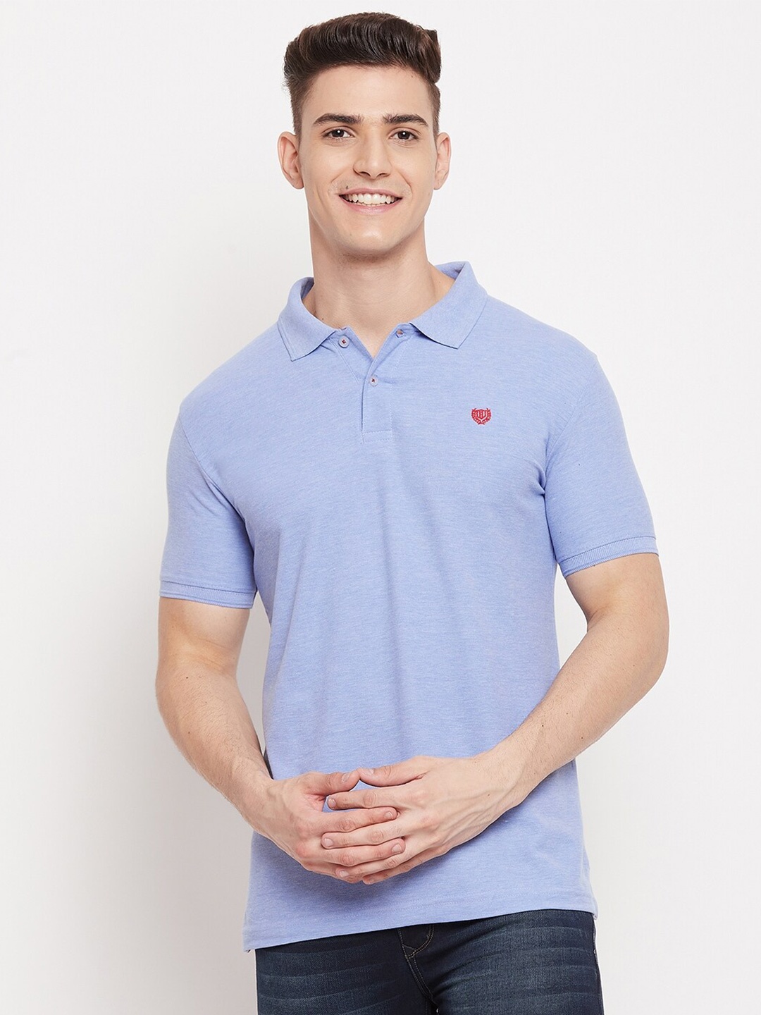 

Duke Men Blue Polo Collar Slim Fit T-shirt