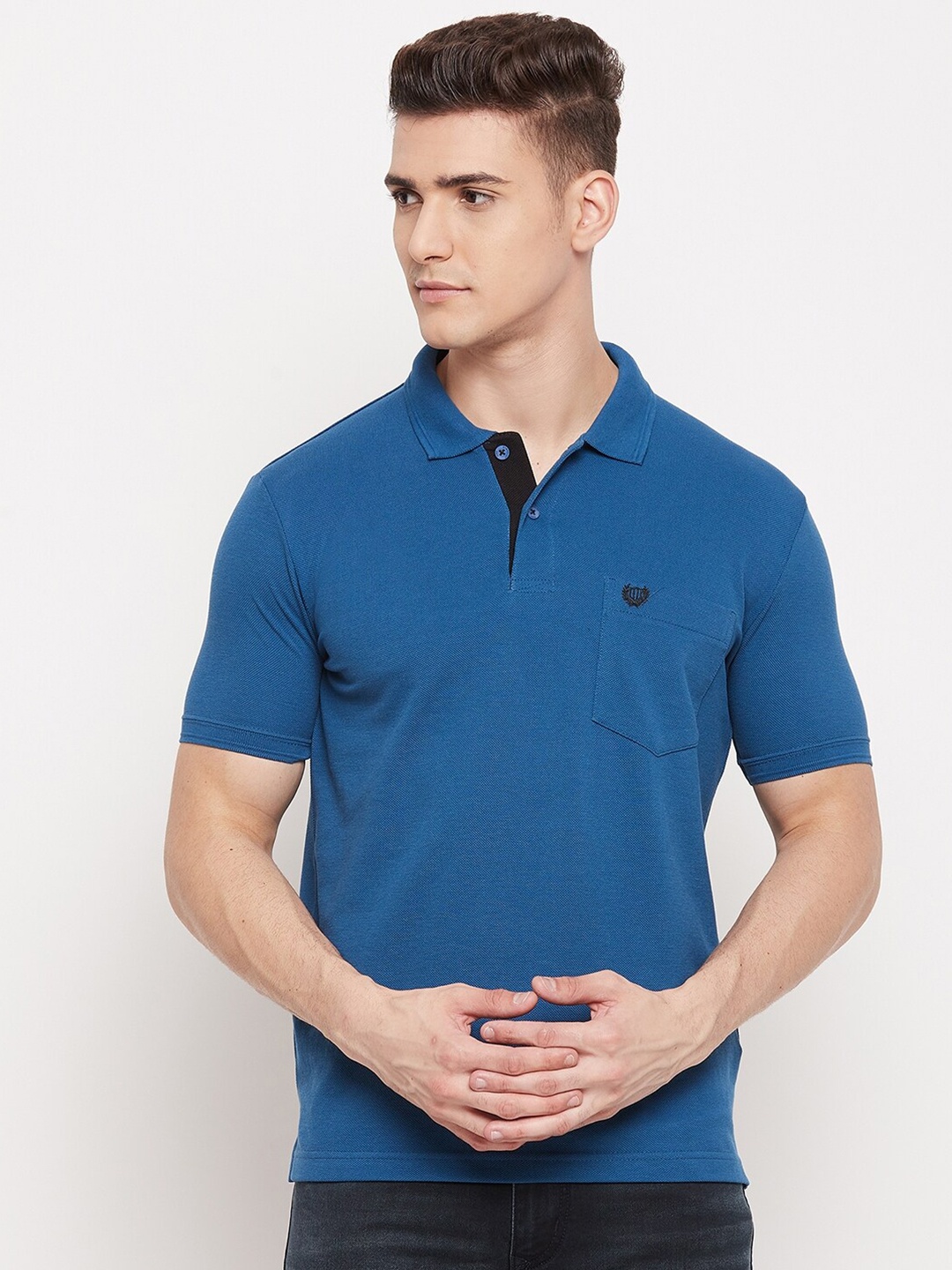 

Duke Men Blue Polo Collar T-shirt