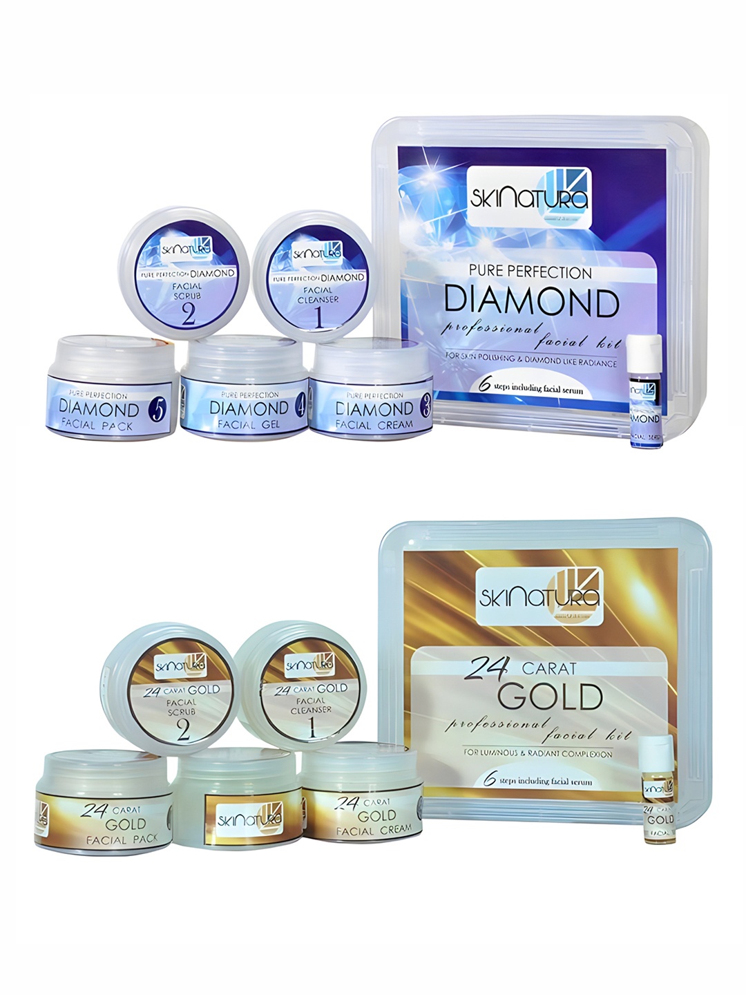 

Skinatura Set Of 2 Diamond + 24 Carat Gold Professional Facial Kit 620gm, White