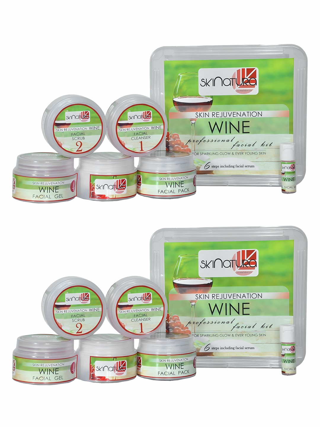 

Skinatura Set of 2 Skin Rejuvenation Wine Professional Facial Kit - 310 g Each, Green