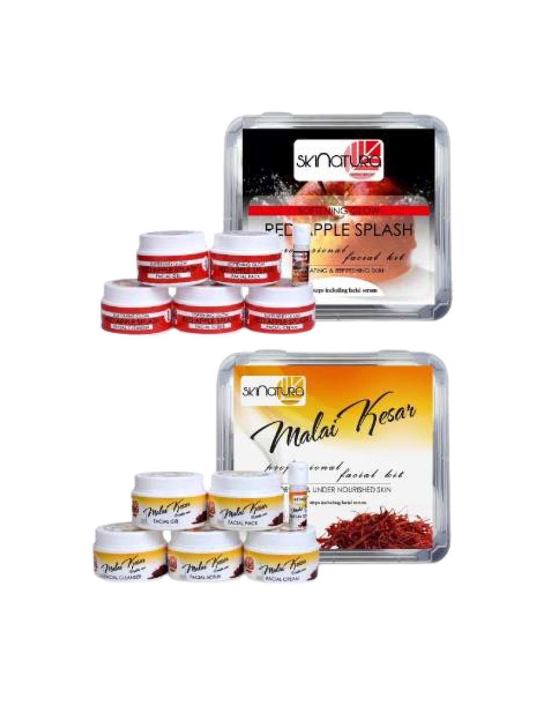 

Skinatura Set Of 2 Red Apple Splash + Malai Kesar Professional Facial Kit 620gm