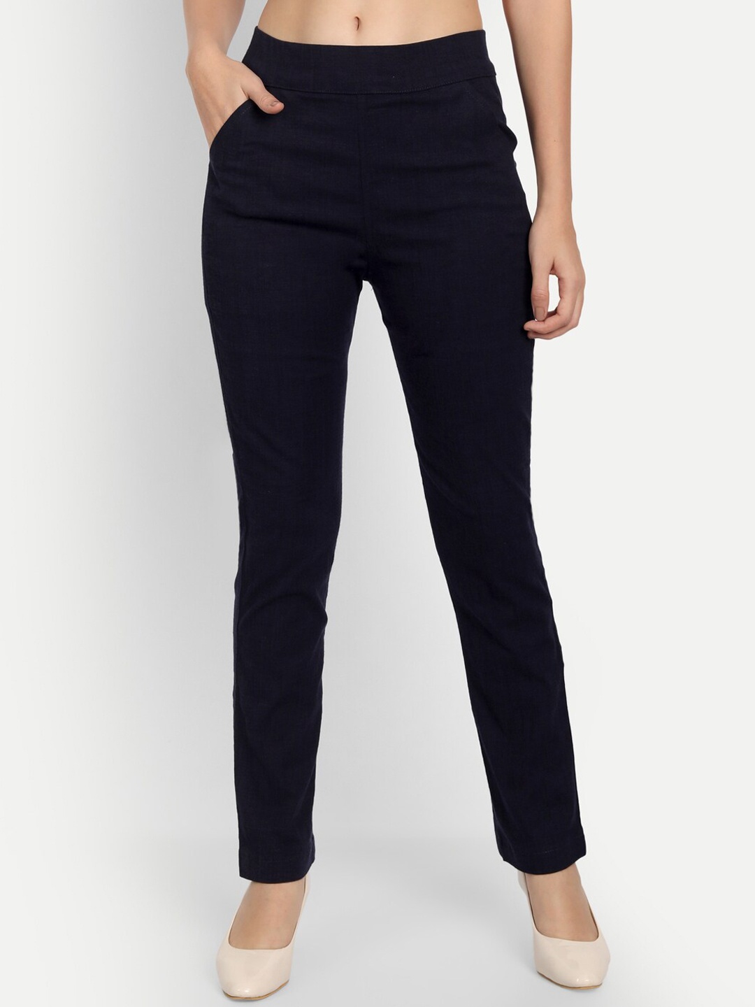 

APELLA Women Navy Blue Trousers