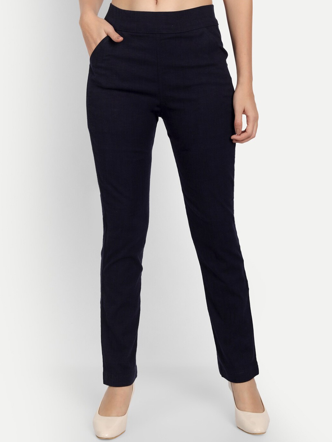 

APELLA Women Navy Blue Trousers