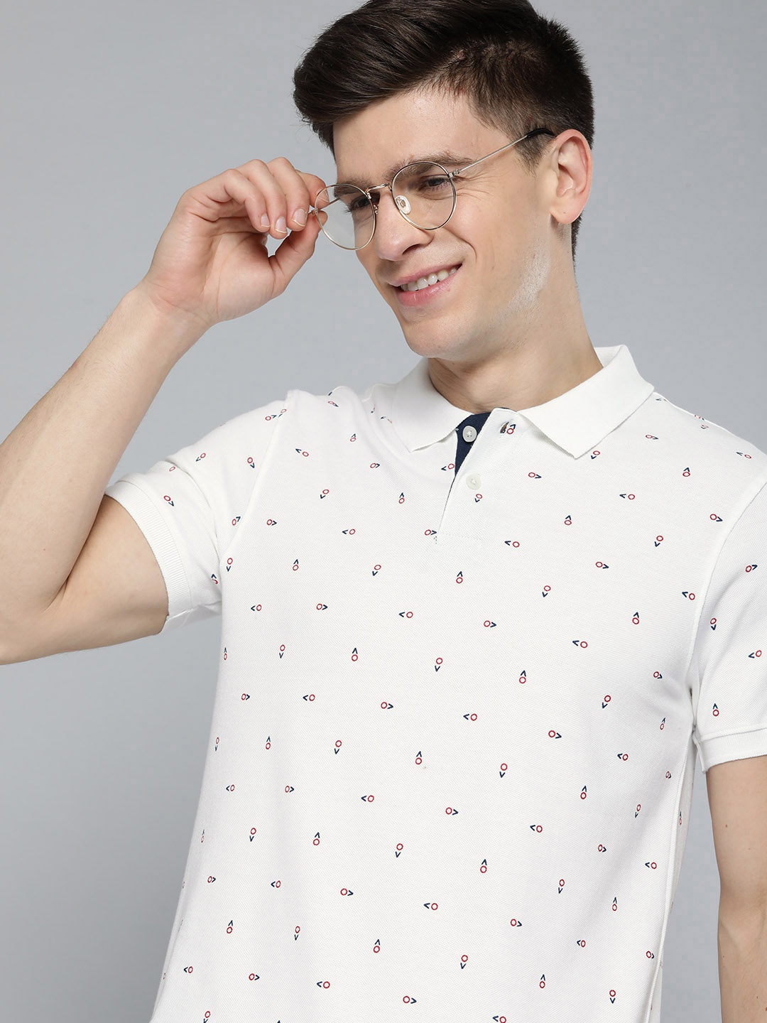 

Mast & Harbour Men White Pure Cotton Printed Polo Collar Short Sleeves T-shirt