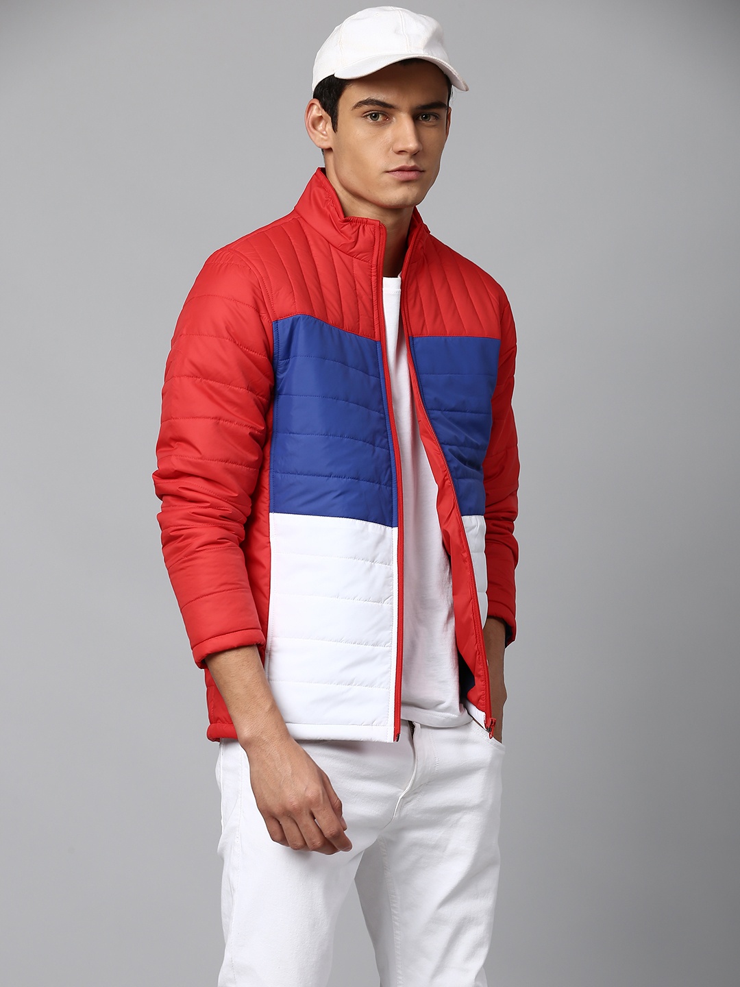 Dennis Lingo Men Red Blue Colourblocked Insulator Outdoor Padded Jacket