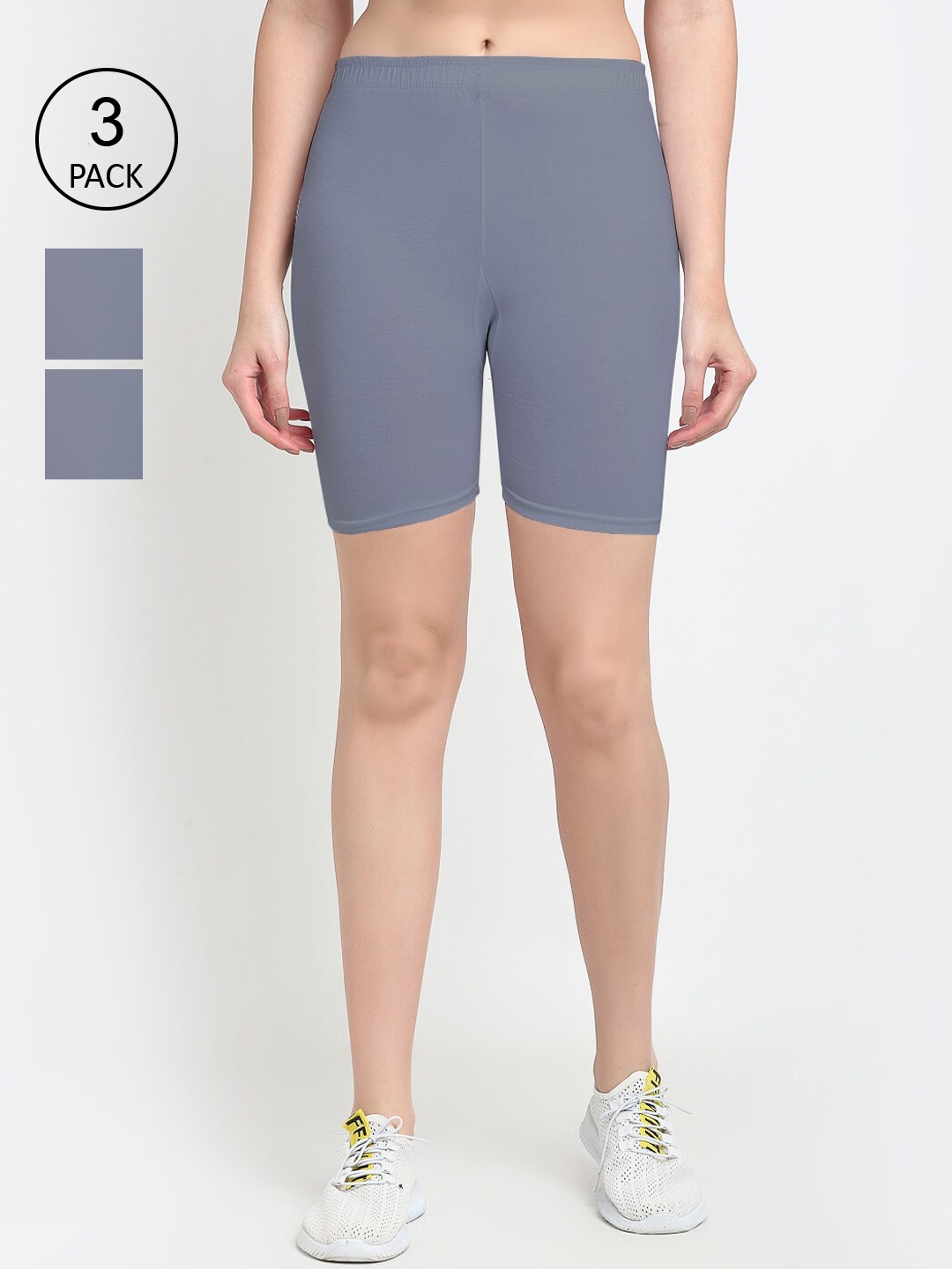 

GRACIT Pack Of 3 Women Grey Cycling Sports Shorts